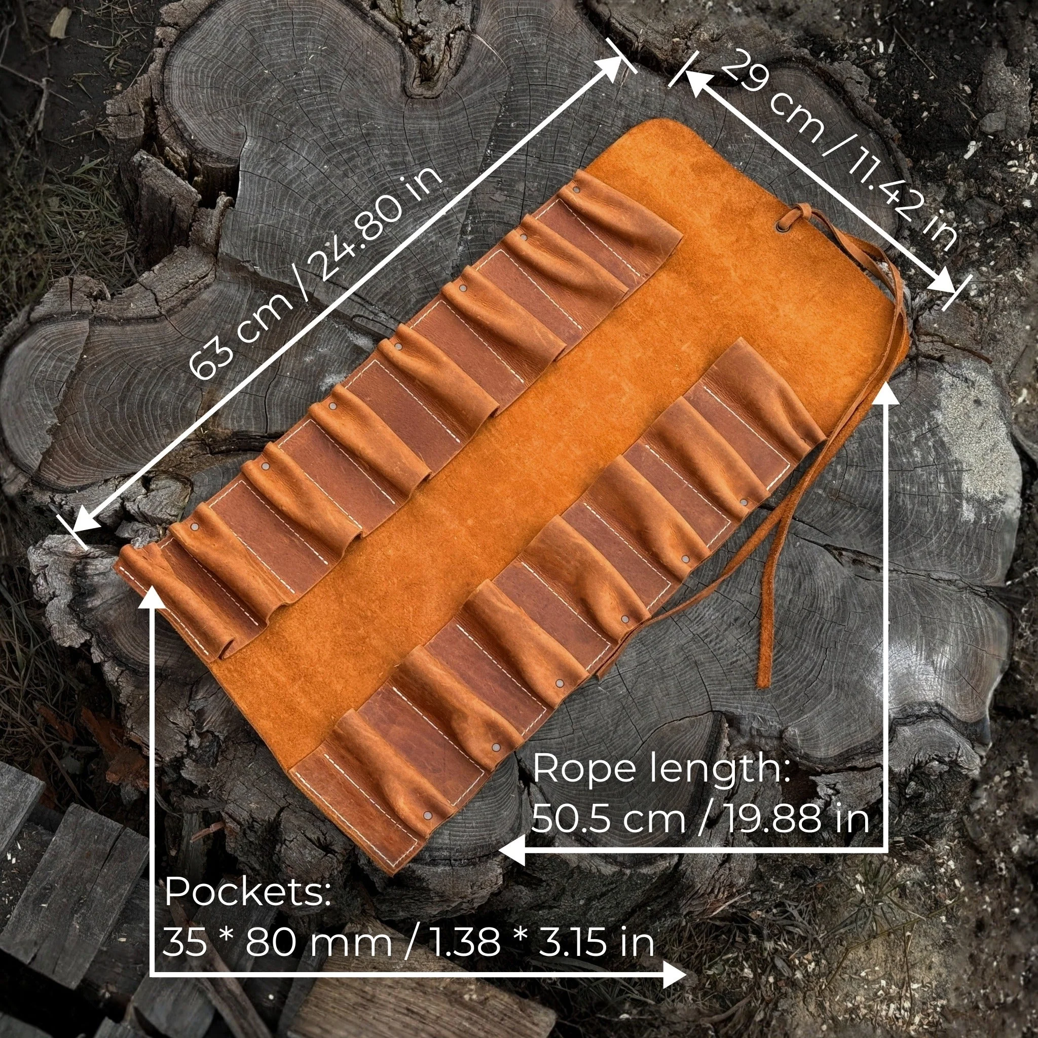 15 Pocket Leather Tool Roll - Image 2