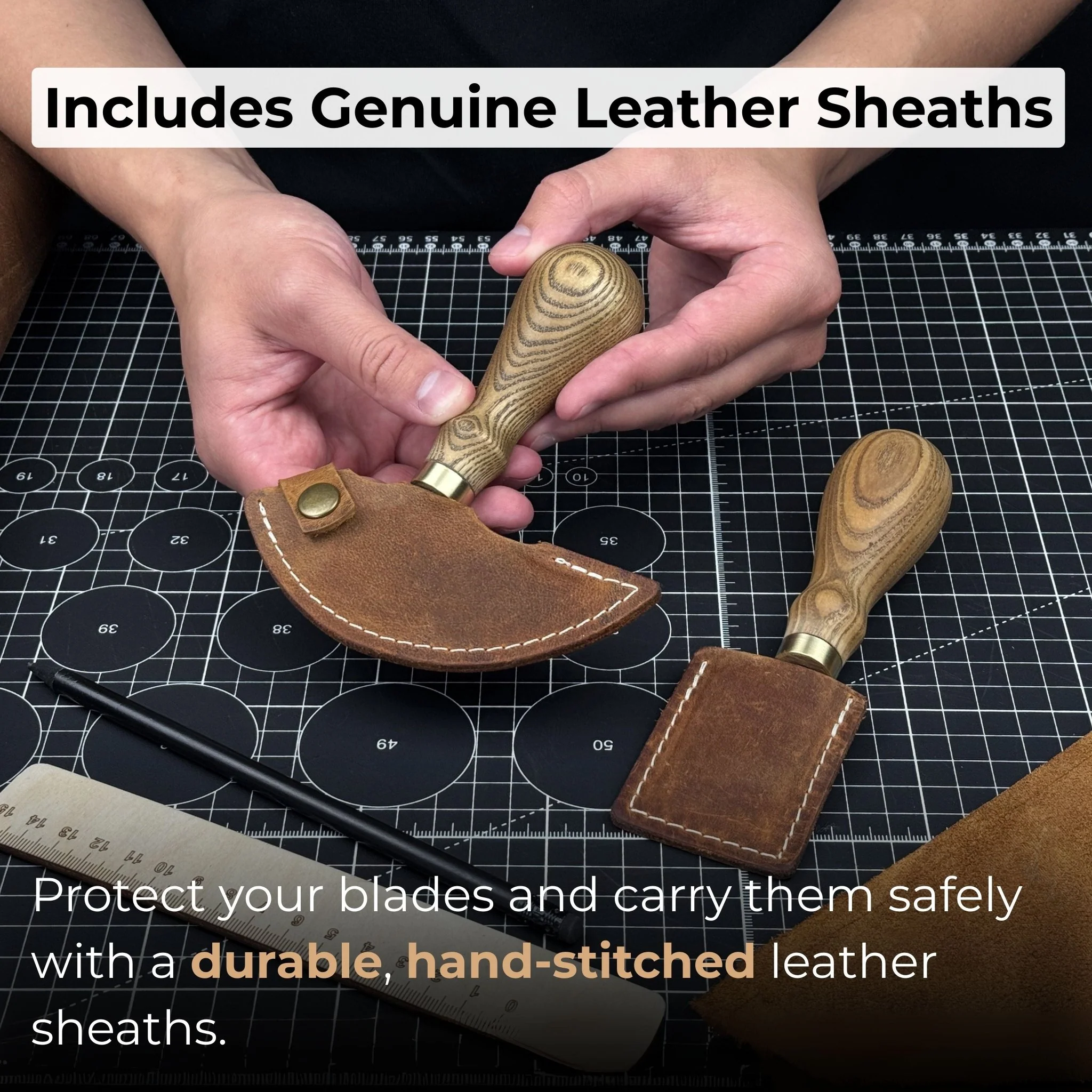 2-Piece Rounded and Straight Leather Knife Set - Image 6