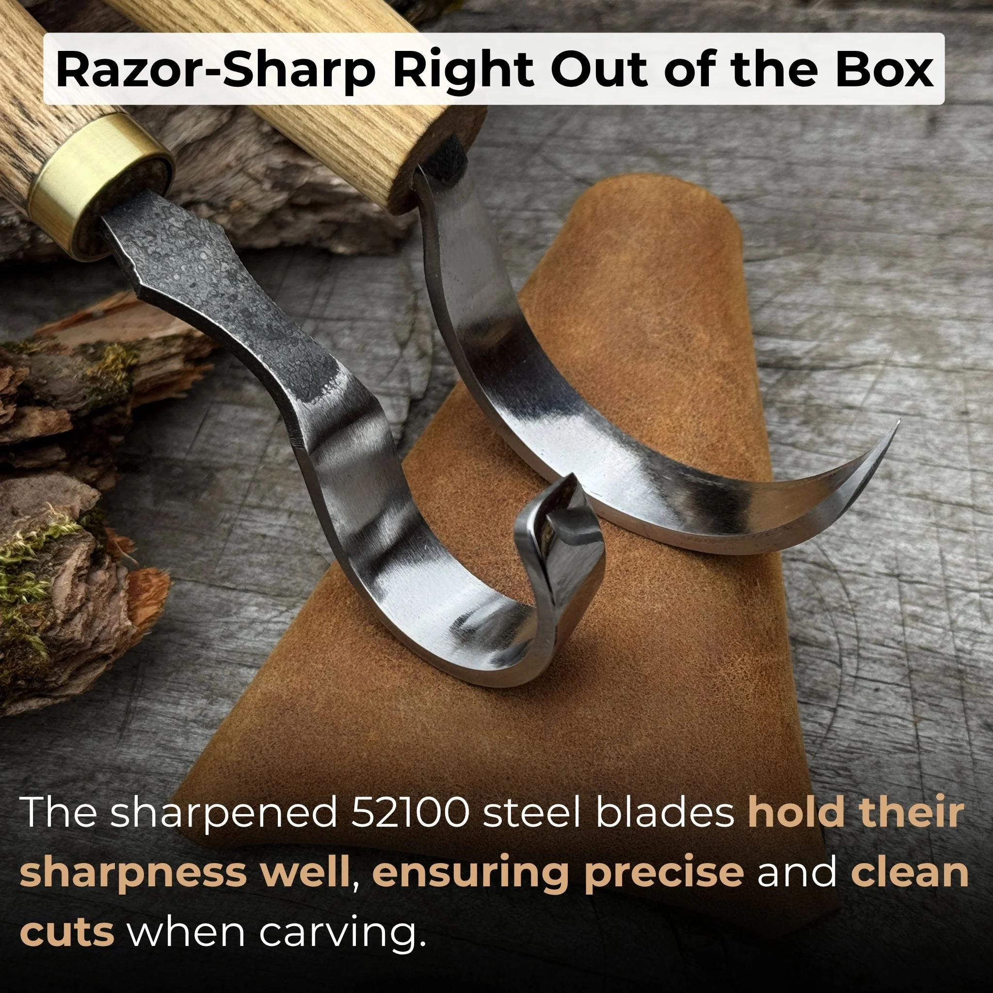 2-Piece Spoon Carving Hook Knife Set - Image 3