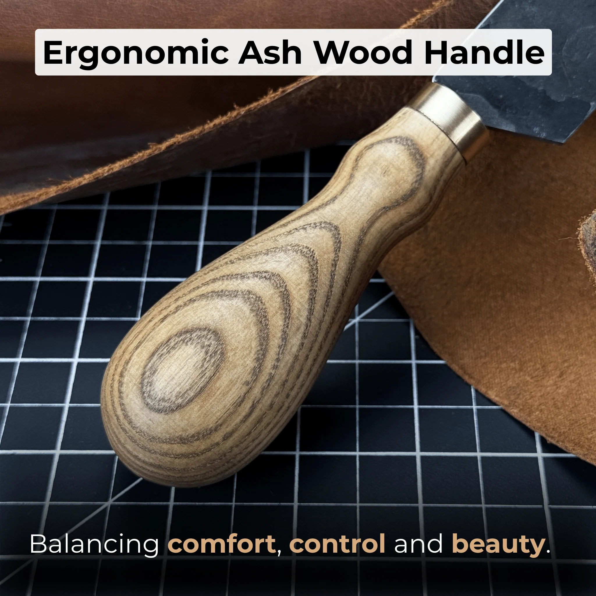 2-Piece Straight and Round (Half Moon) Leather Knife Set - Image 5