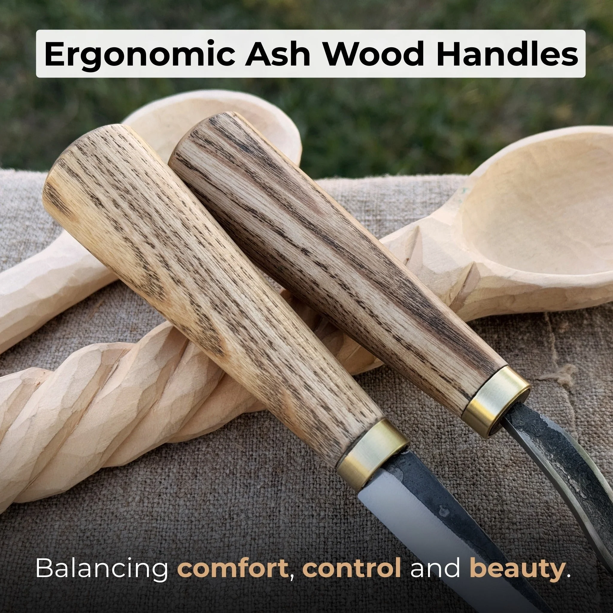 2-Piece Spoon Carving Knife Set with Leather Sheaths - Image 4