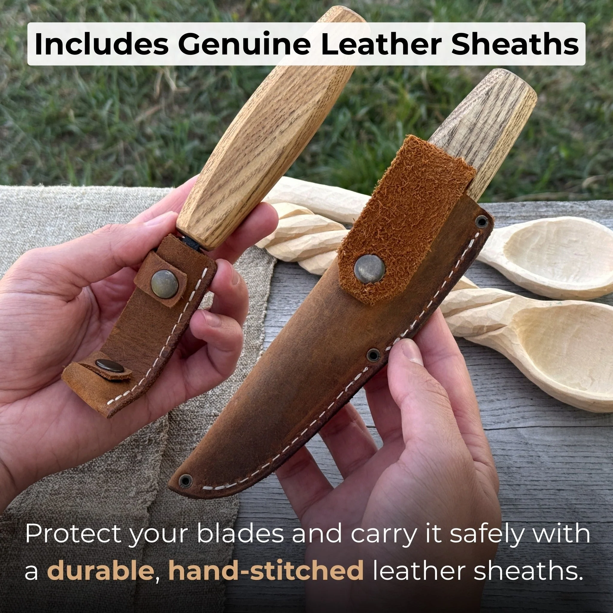 2-Piece Wooden Spoon Carving Set - Image 5