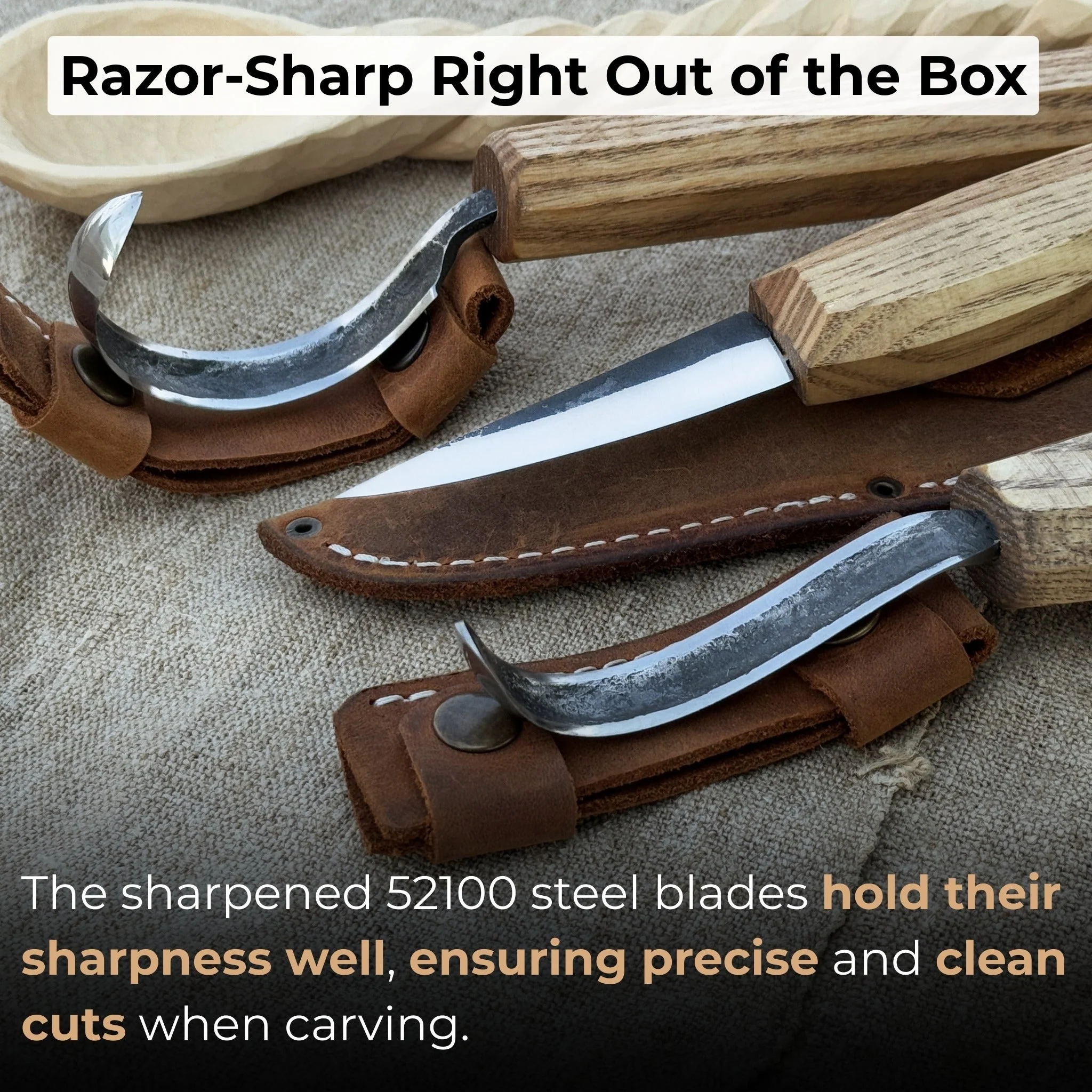 3-Piece Carving Knife Set for Spoon Carving - Image 3