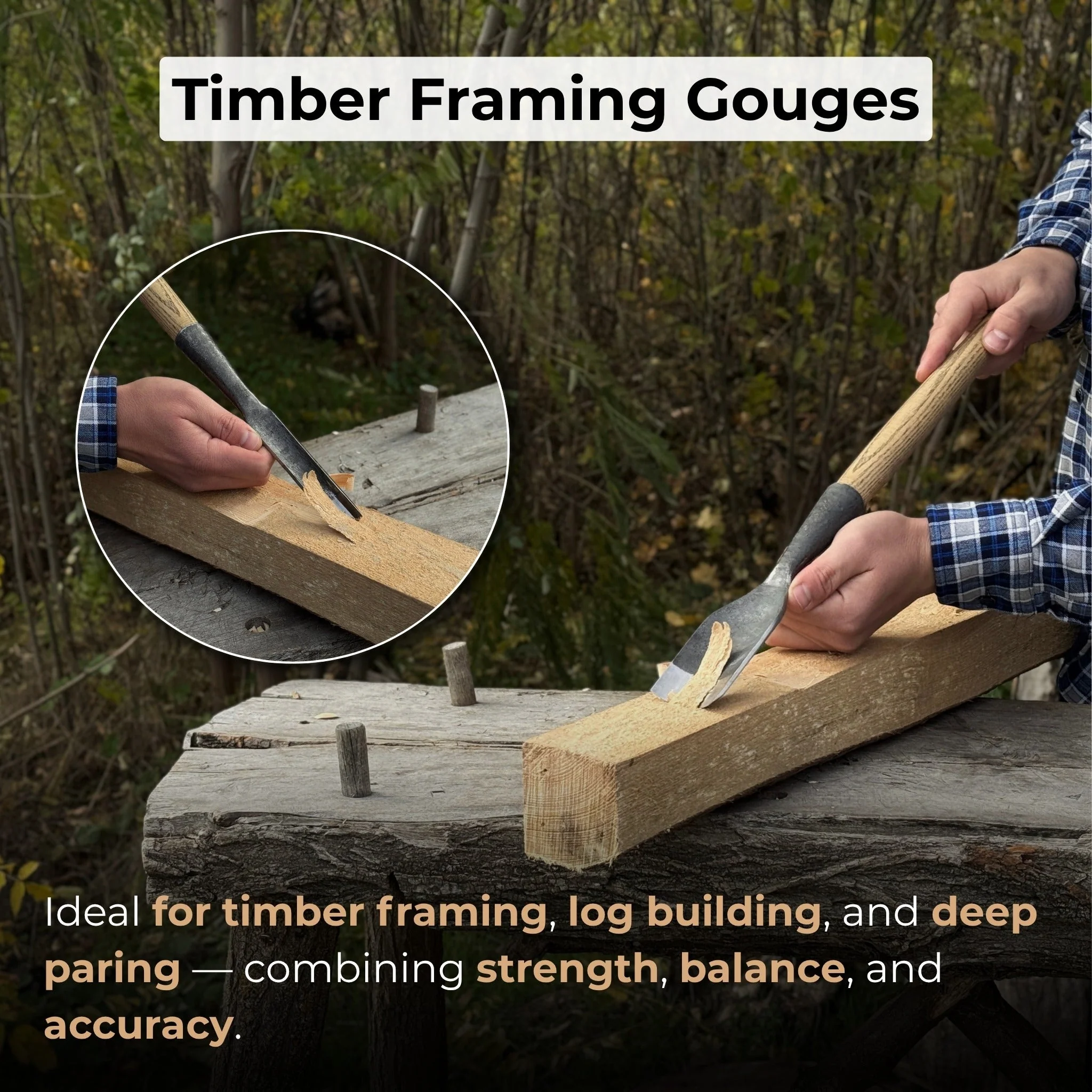 3-Piece Timber Framing Rounded Chisel Set - Image 7