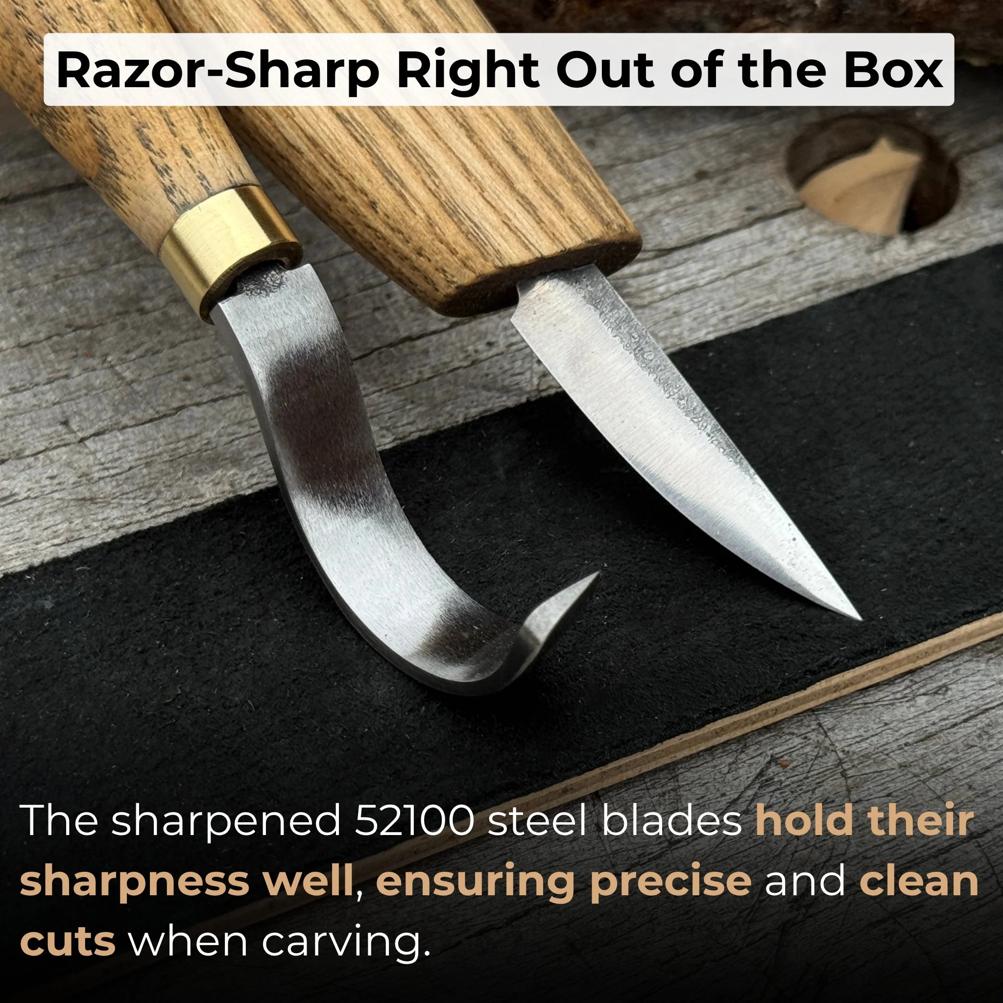 3-Piece Spoon Carving Set – Whittling Knife, Hook Knife & Sharpening Strop - Image 3