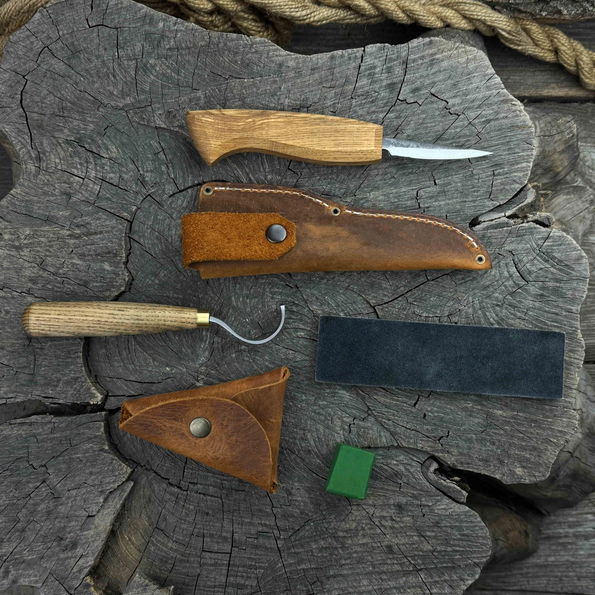 3-Piece Spoon Carving Tool Set with Leather Strop - Image 4