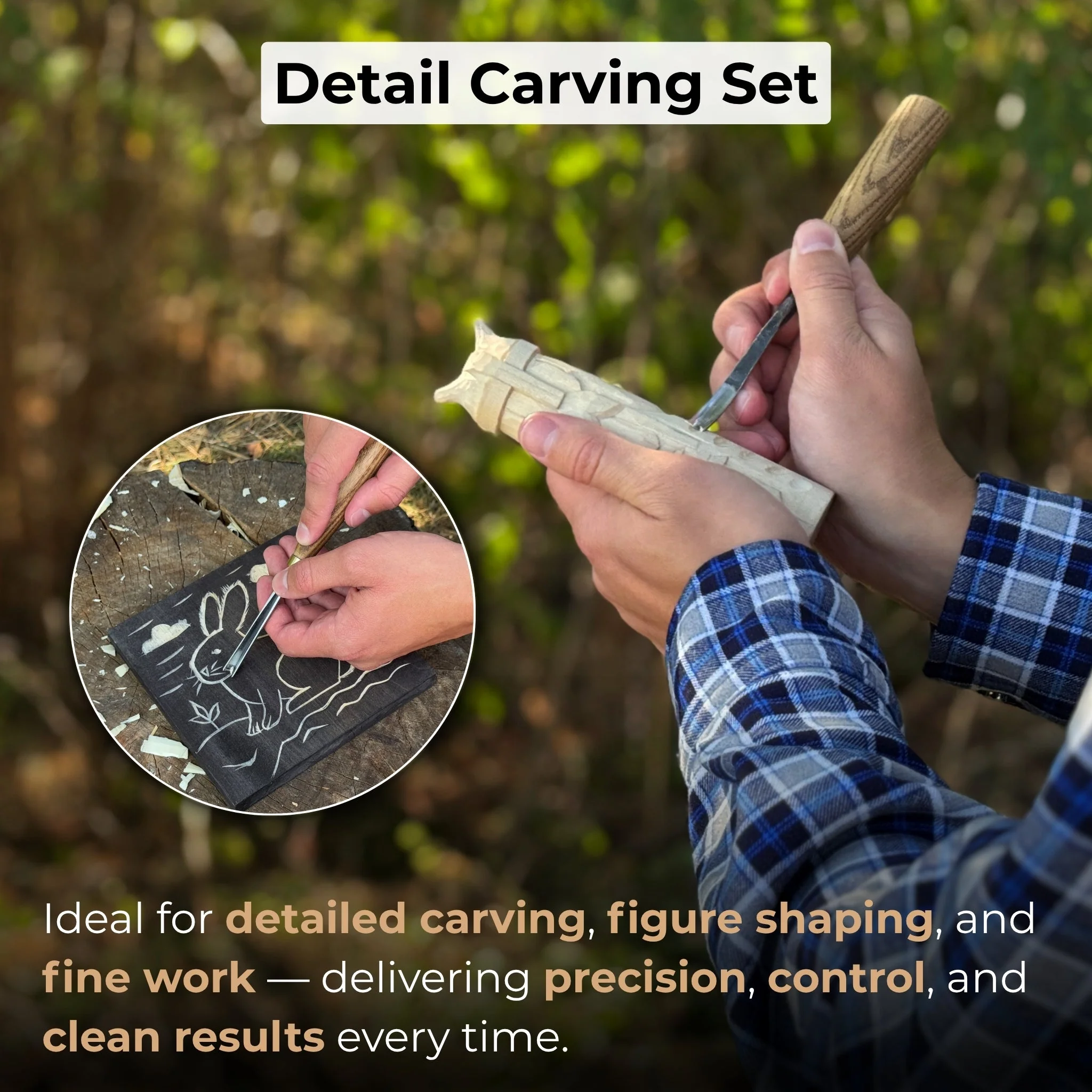 3-Piece Wood Carving Chisel & Gouge Set - Image 2