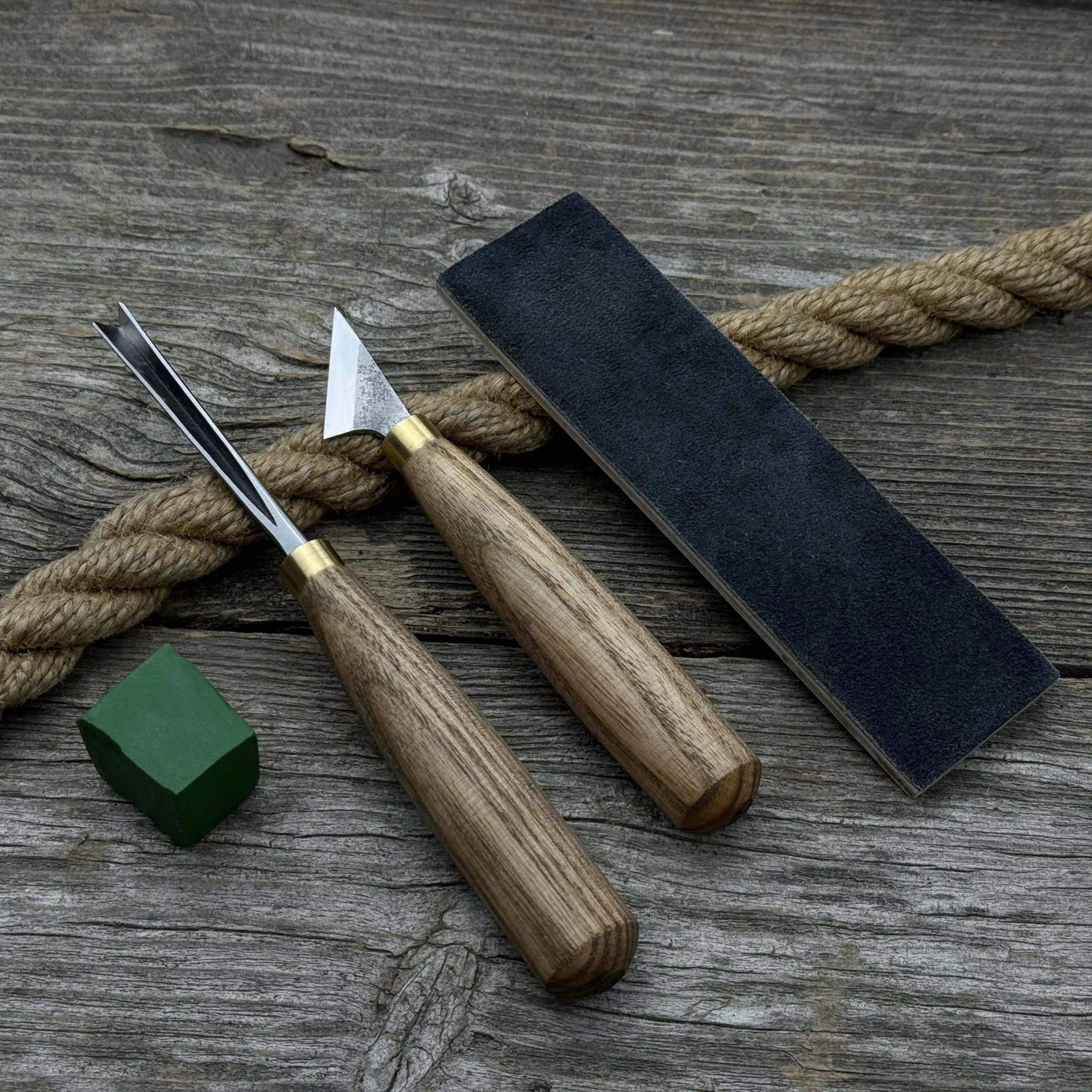 3-Piece Wood Carving Tool Set with Leather Strop