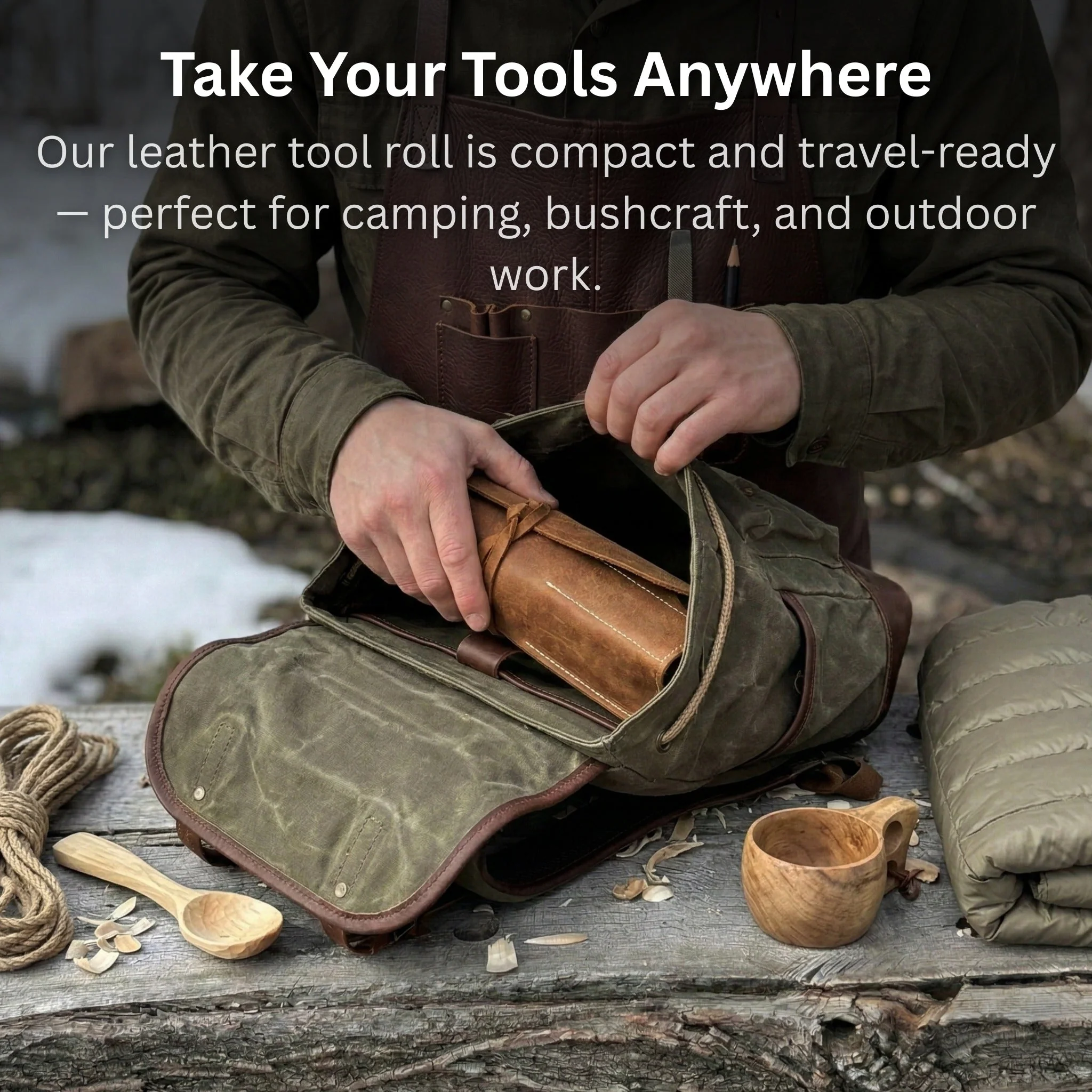 3 Pocket Leather Tool Roll - Image 3