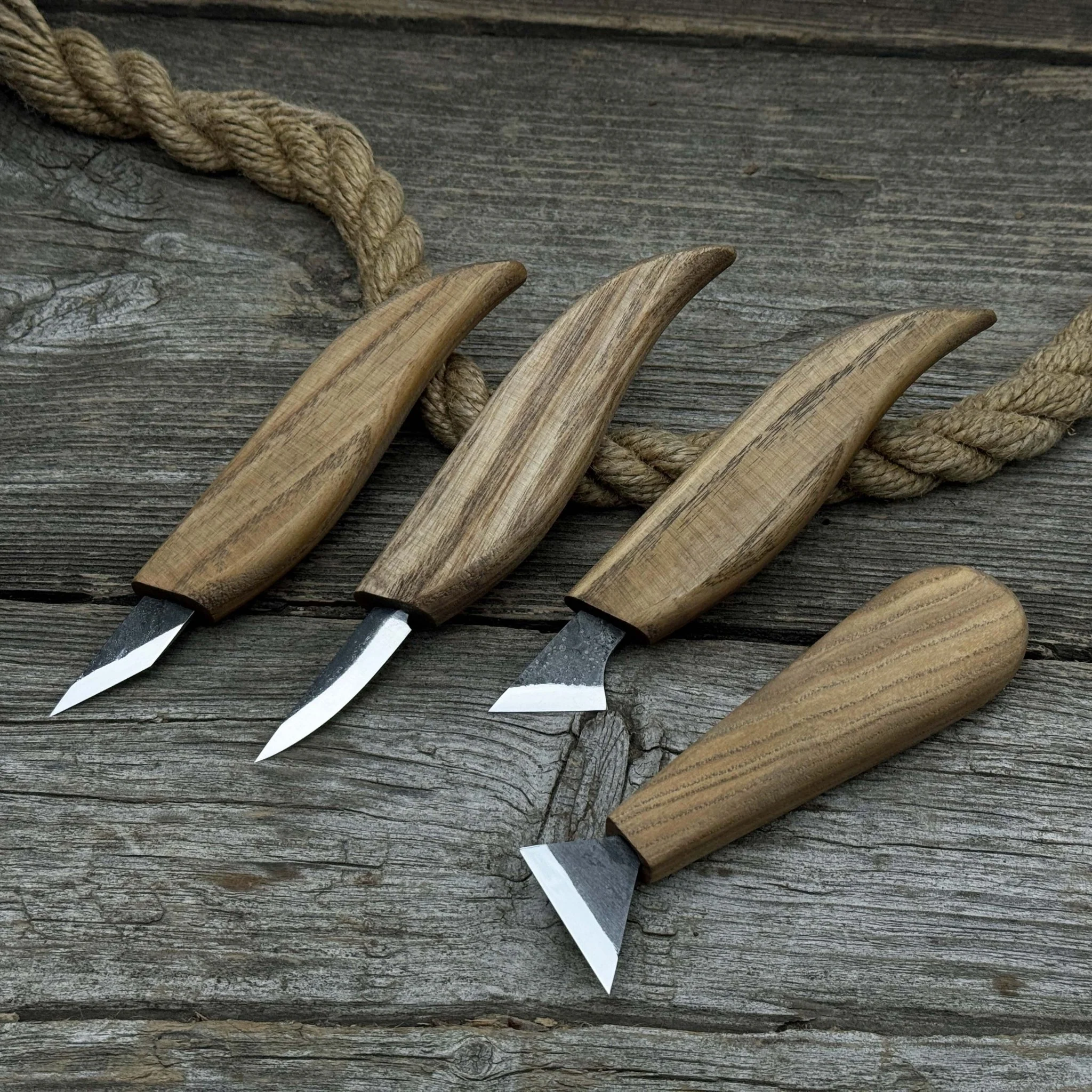 4-Piece Hand-Forged Wood Carving Knife Set - Image 2