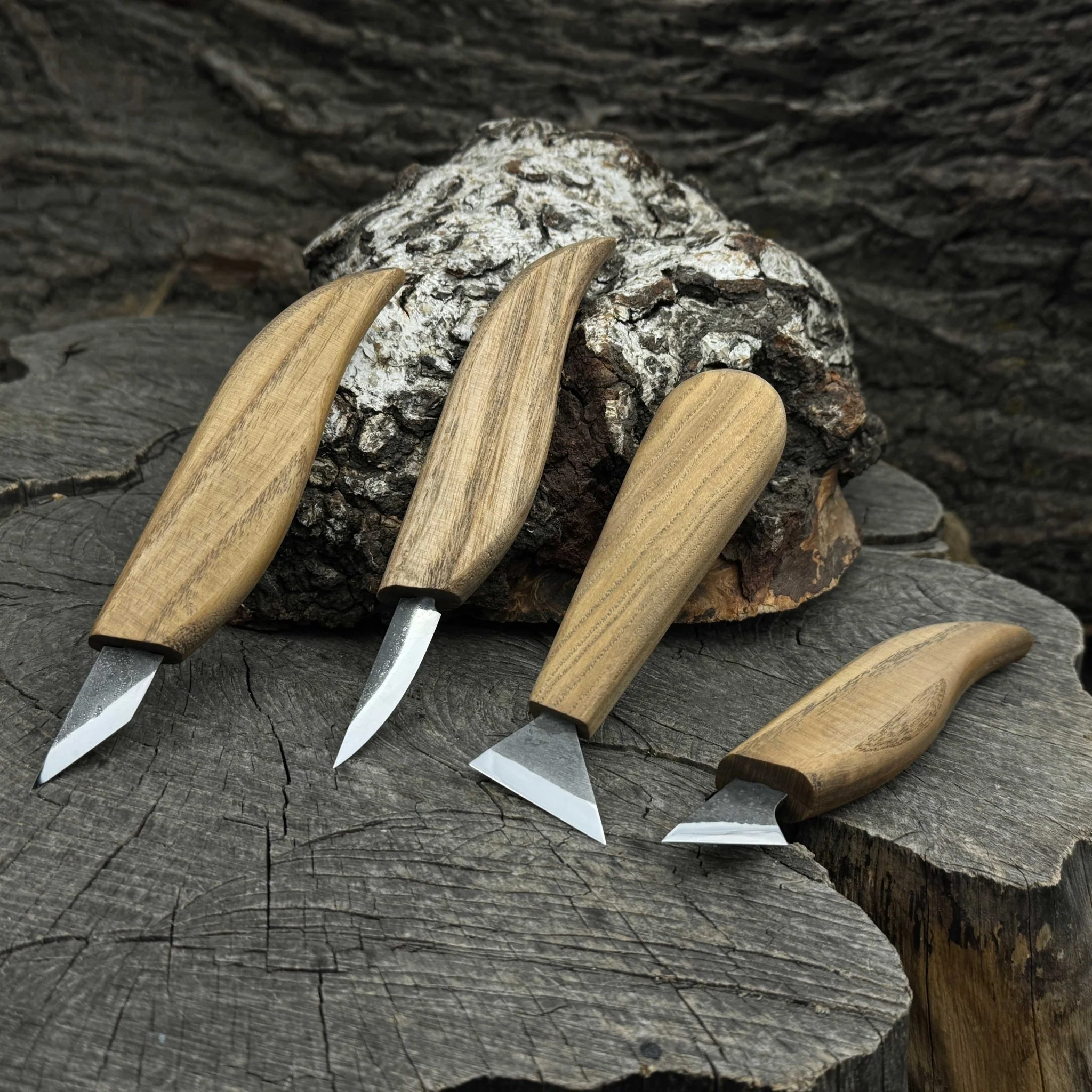 4-Piece Hand-Forged Wood Carving Knife Set - Image 4
