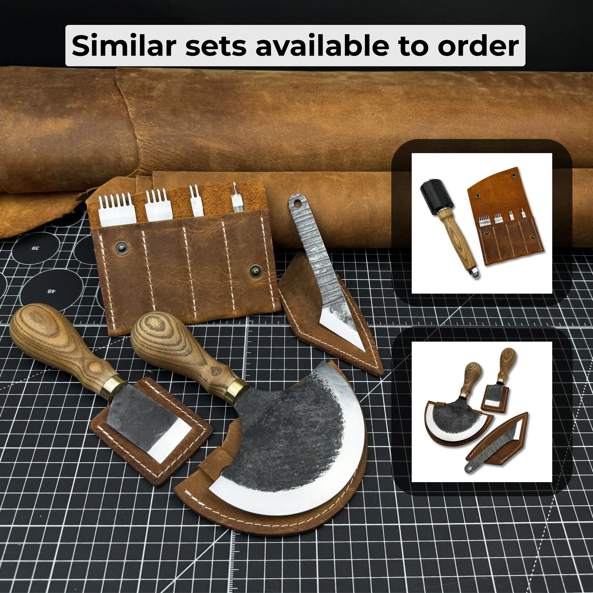 4-Piece Leatherworking Tool Set with Leather Sheaths - Image 10