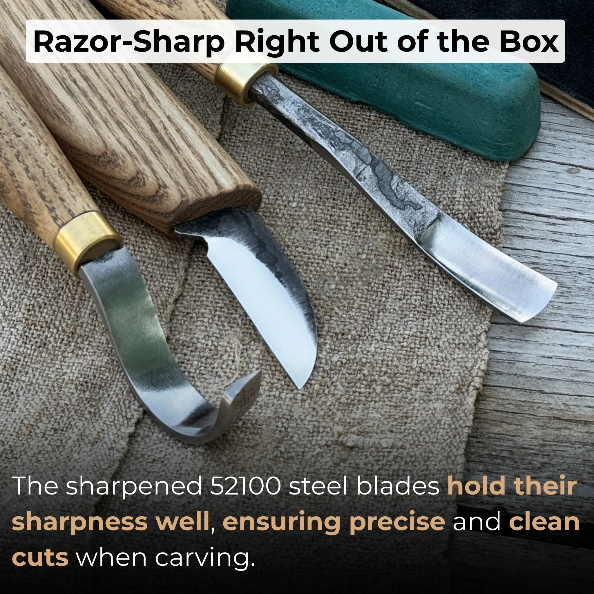 4-Piece Spoon Carving Tool Set with Sharpening Board - Image 3