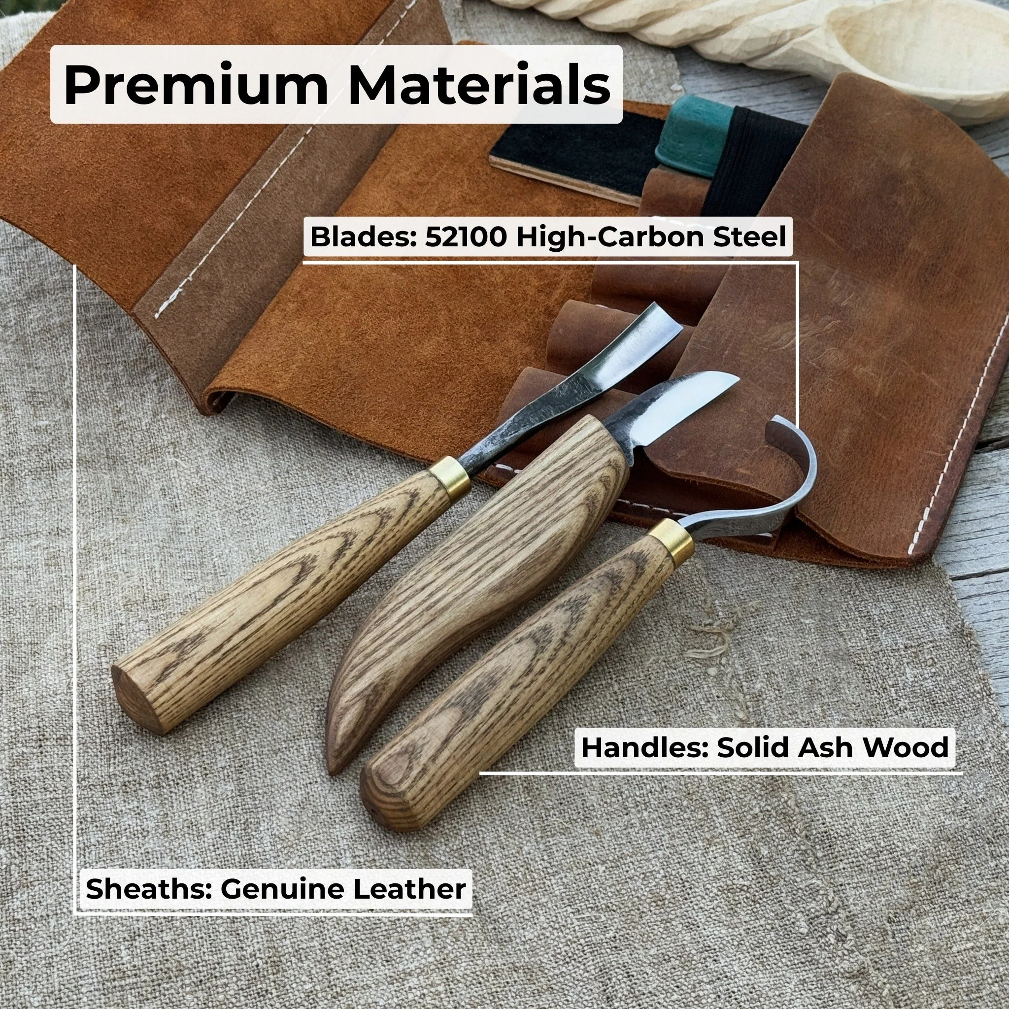 4-Piece Spoon Carving Tool Set with Sharpening Board - Image 7