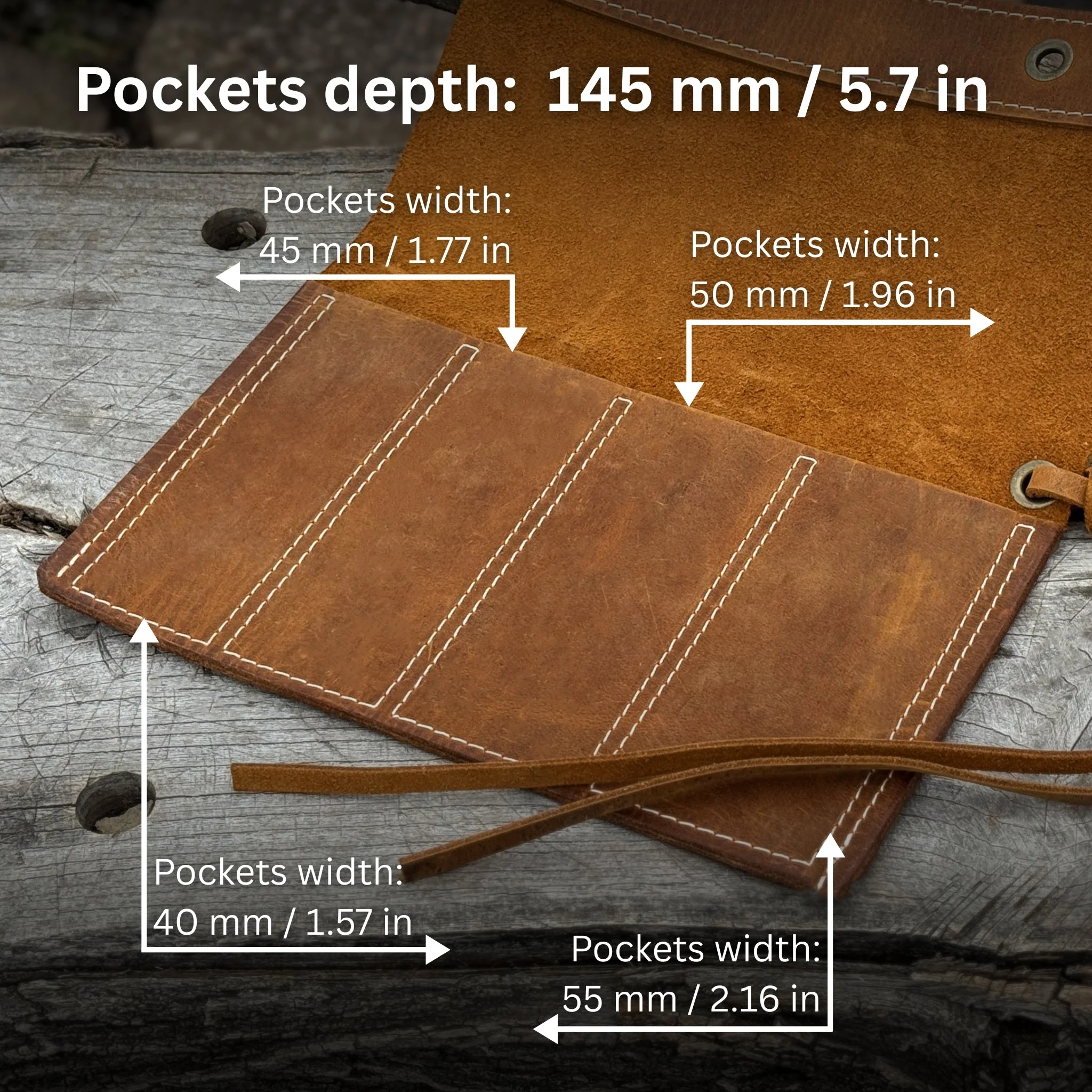 4 Pocket Leather Chisel Roll - Image 4
