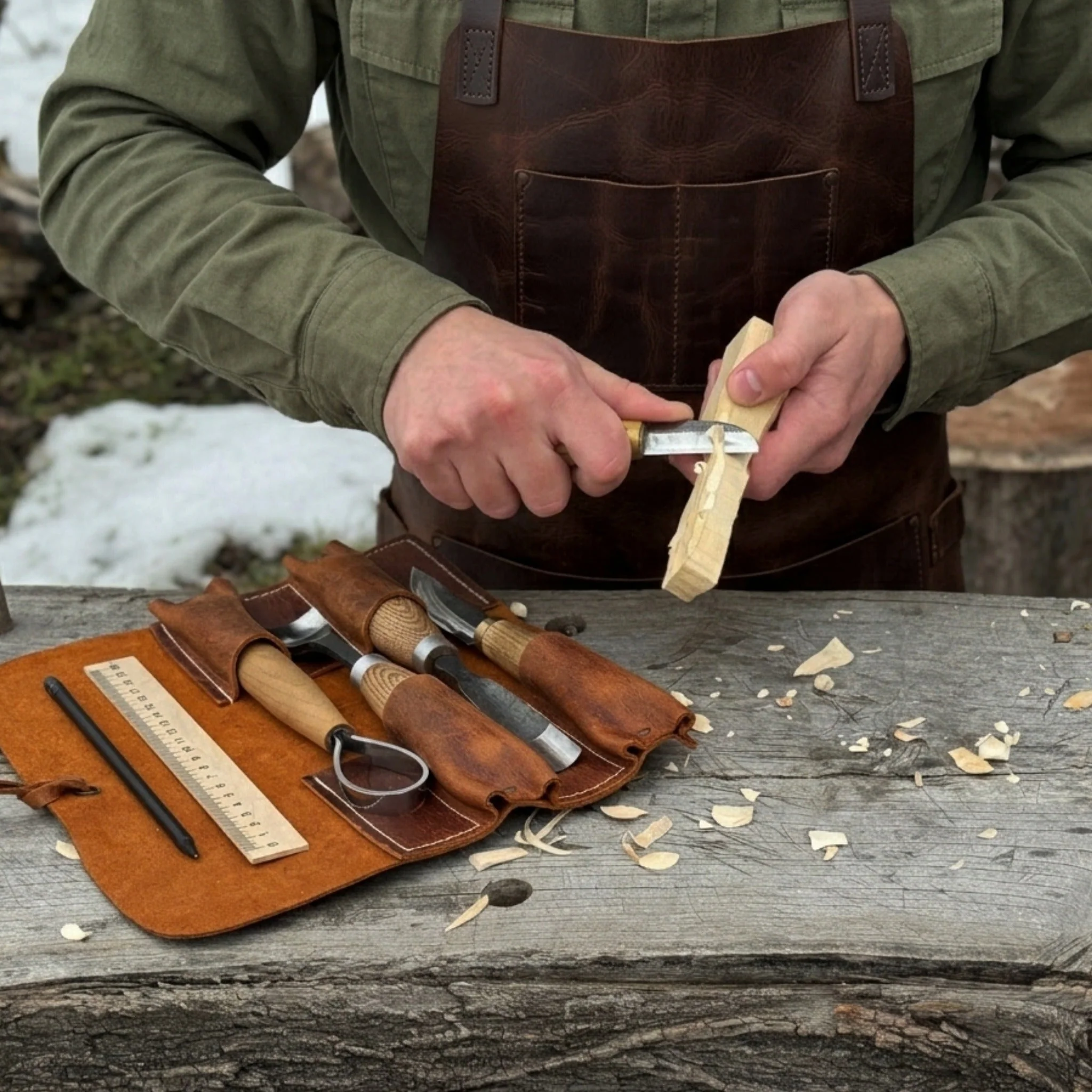 4 Pocket Leather Tool Roll - Image 9