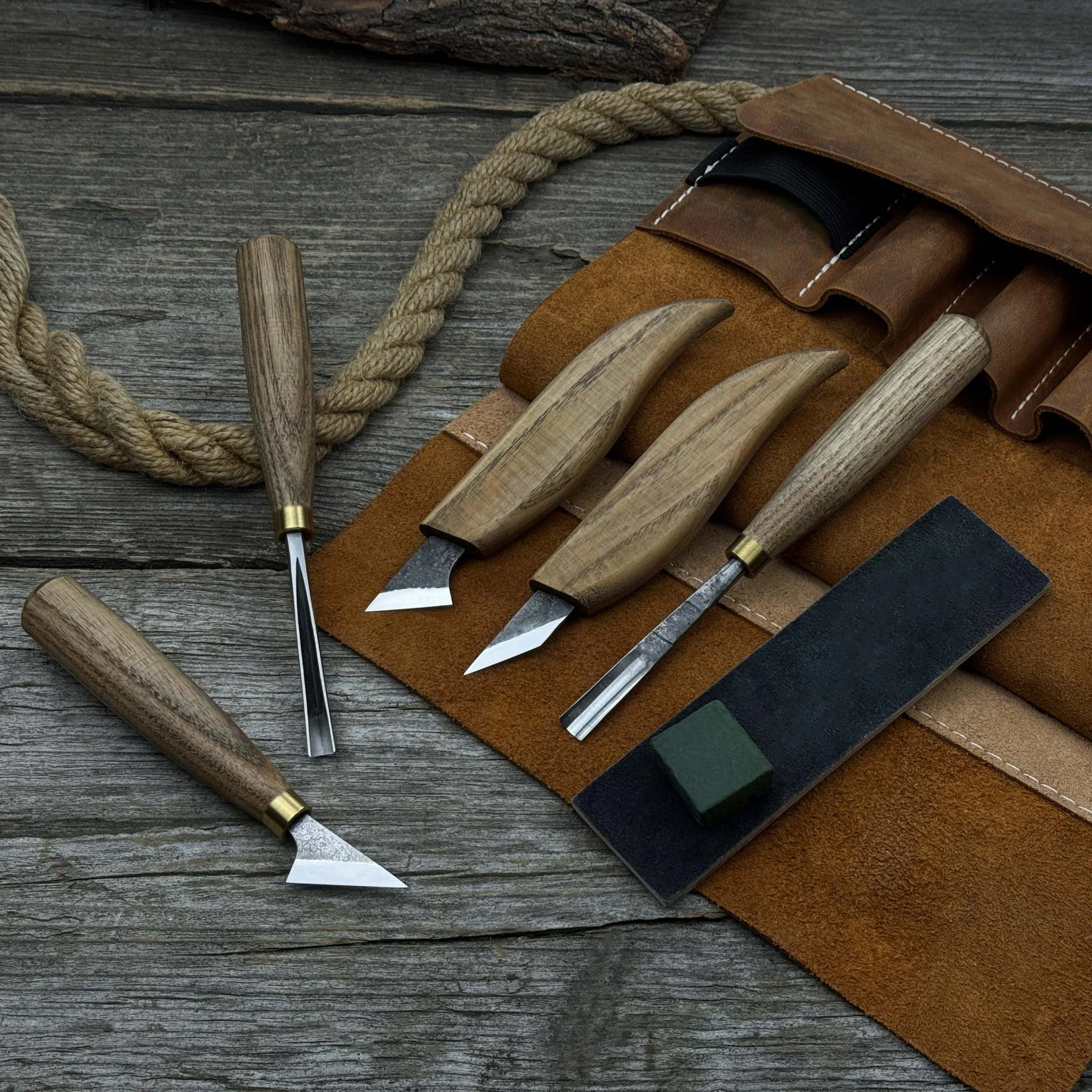 5-Piece Wood Carving Tool Set with Sharpening Board - Image 2