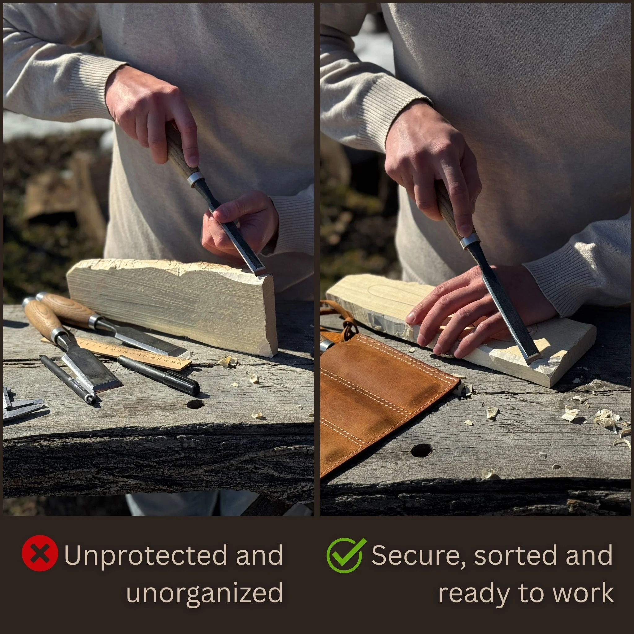 5 Pocket Leather Chisel Roll - Image 2