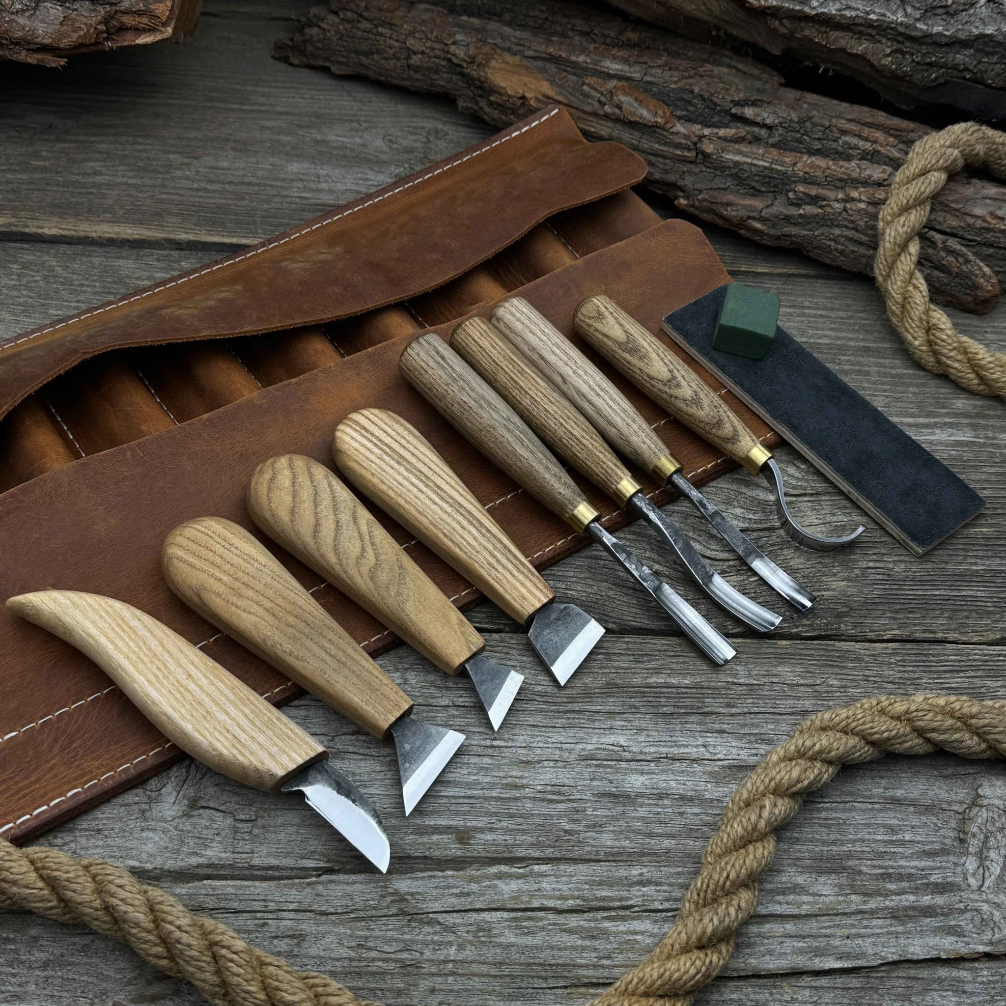 8-Piece Spoon Carving Tool Set with Sharpening Board - Image 3