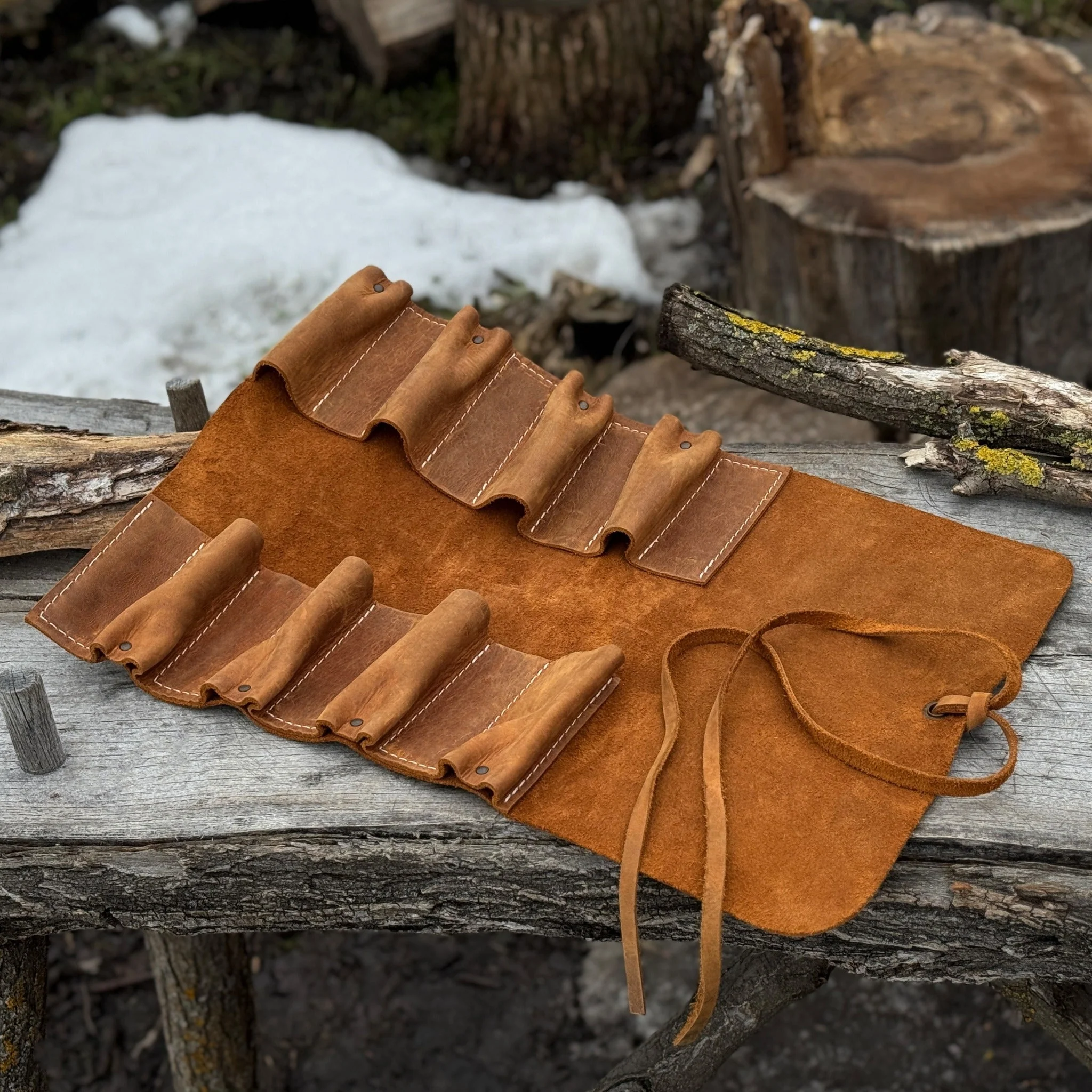 8 Pocket Leather Tool Roll - Image 14