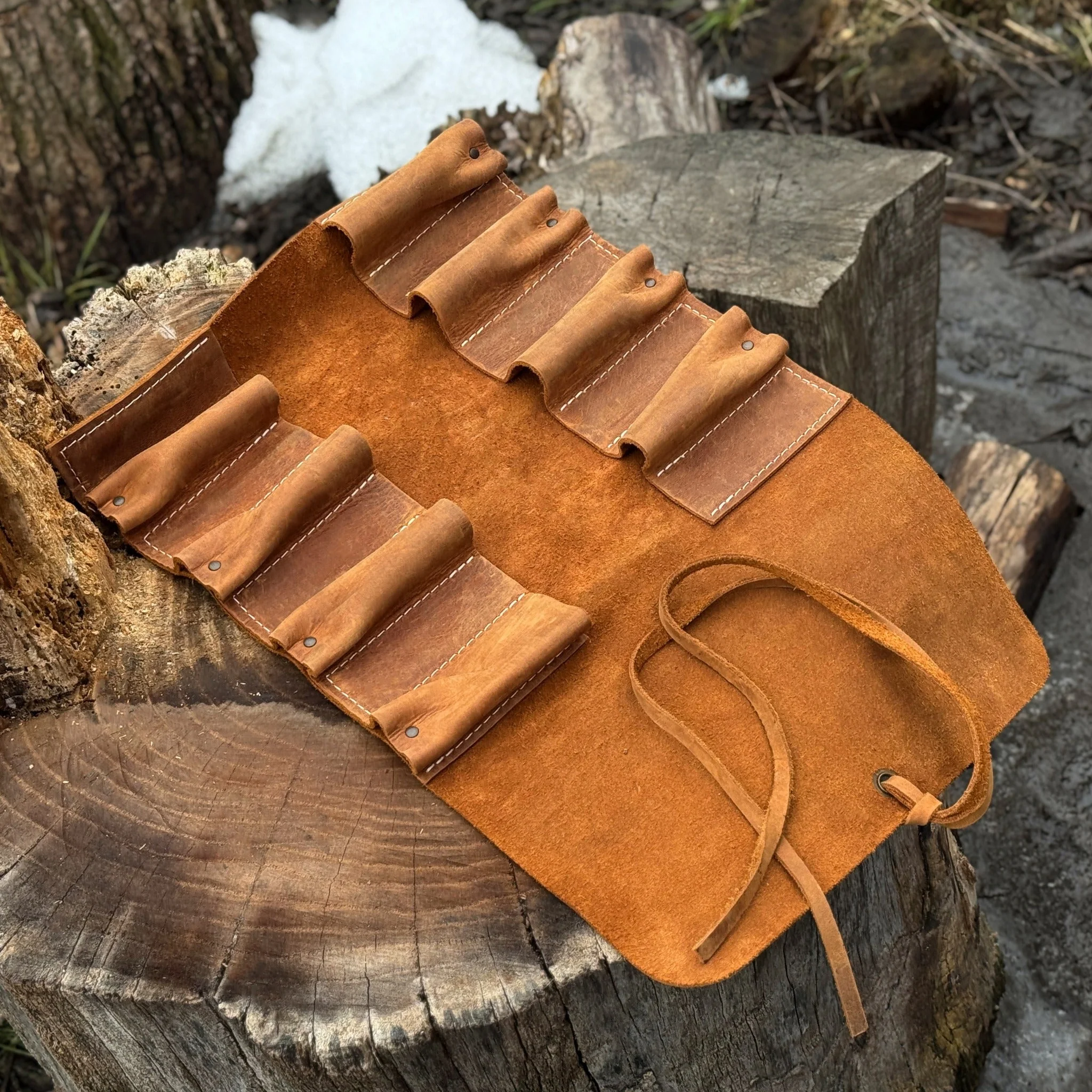 8 Pocket Leather Tool Roll - Image 16