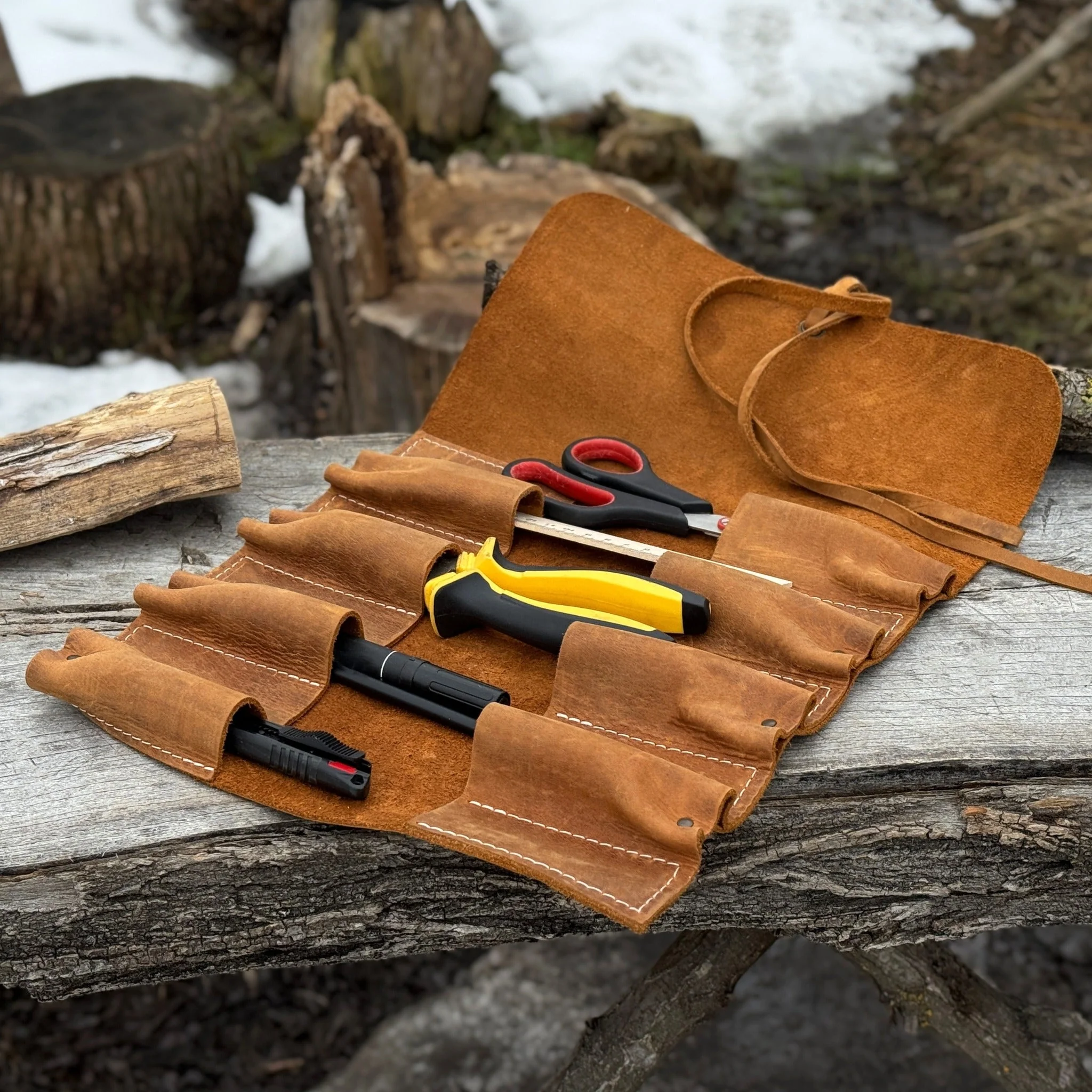 8 Pocket Leather Tool Roll - Image 18