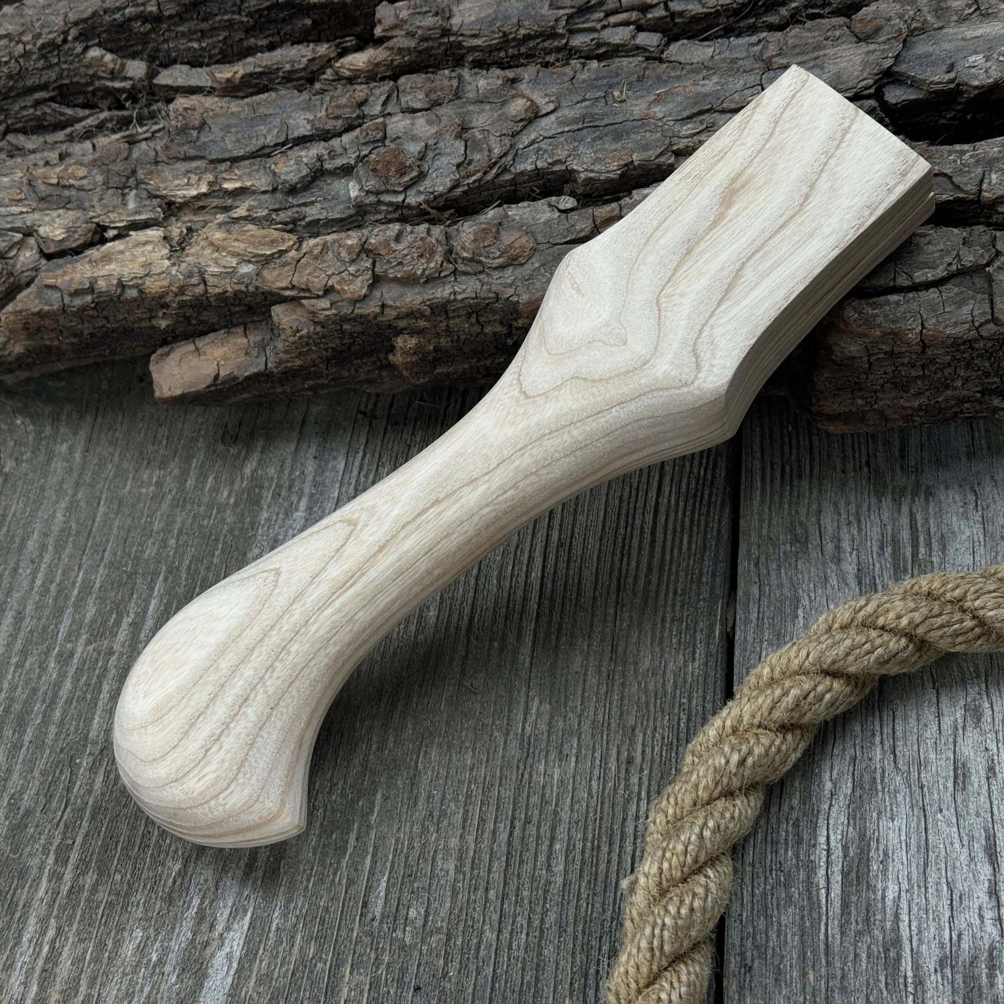 Ash Wood Handle for Adze or Axe, 23 cm (9.06 inches) with Red Oak Wedges - Image 6