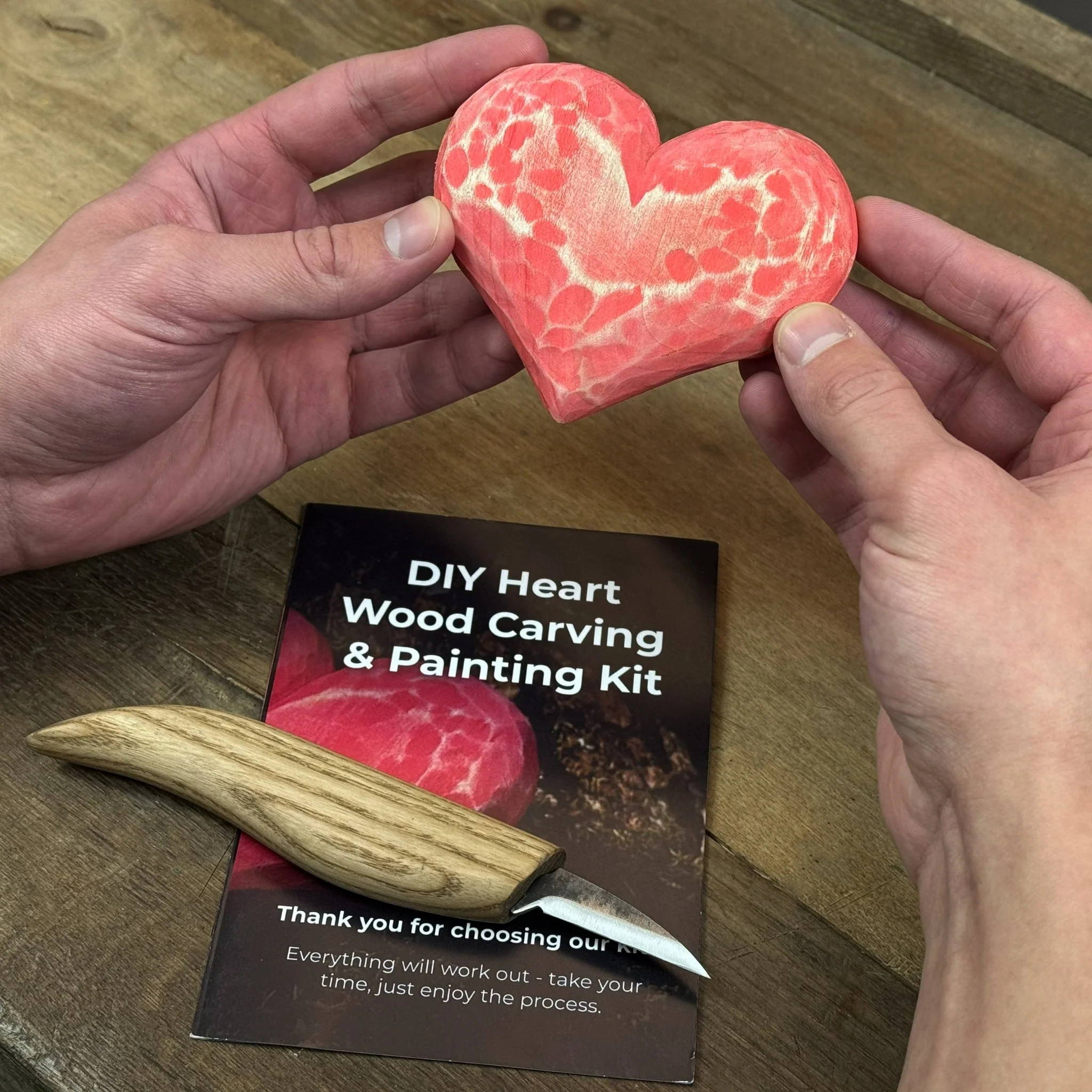 Beginner Heart Wood Carving & Painting Kit — Complete DIY Hobby Set for Adults and Kids - Image 10
