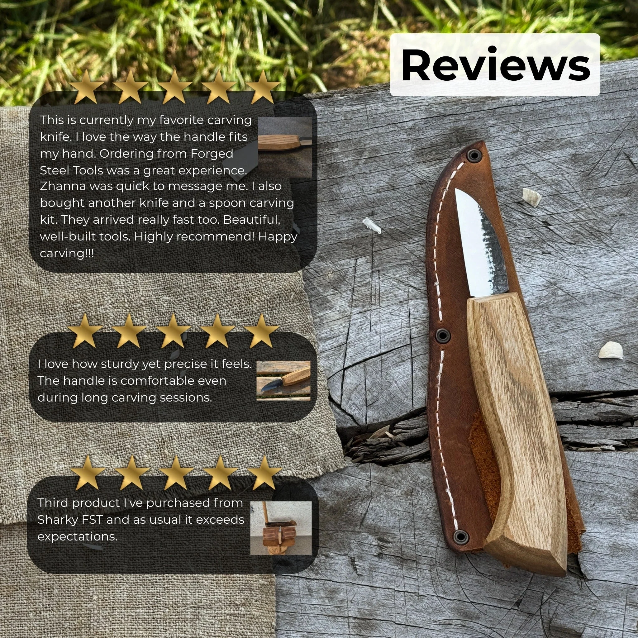 Detail Wood Carving Knife with Leather Sheath, Blade 5 cm (1.97 inches) - Image 10