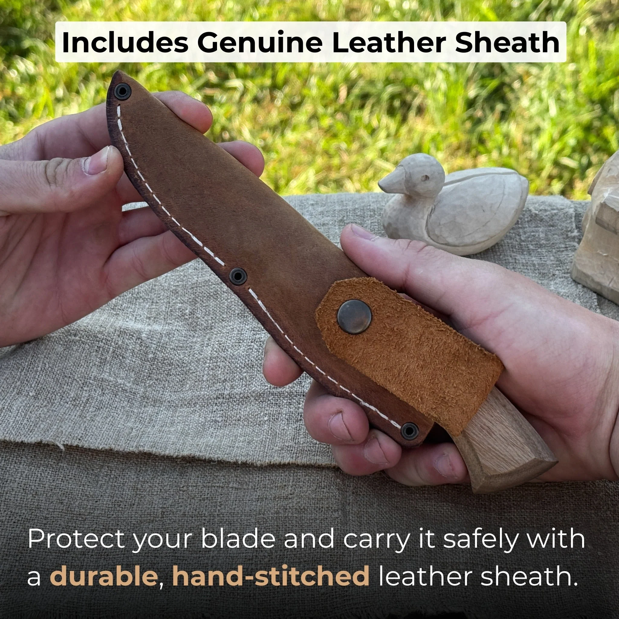 Detail Wood Carving Knife with Leather Sheath, Blade 5 cm (1.97 inches) - Image 4