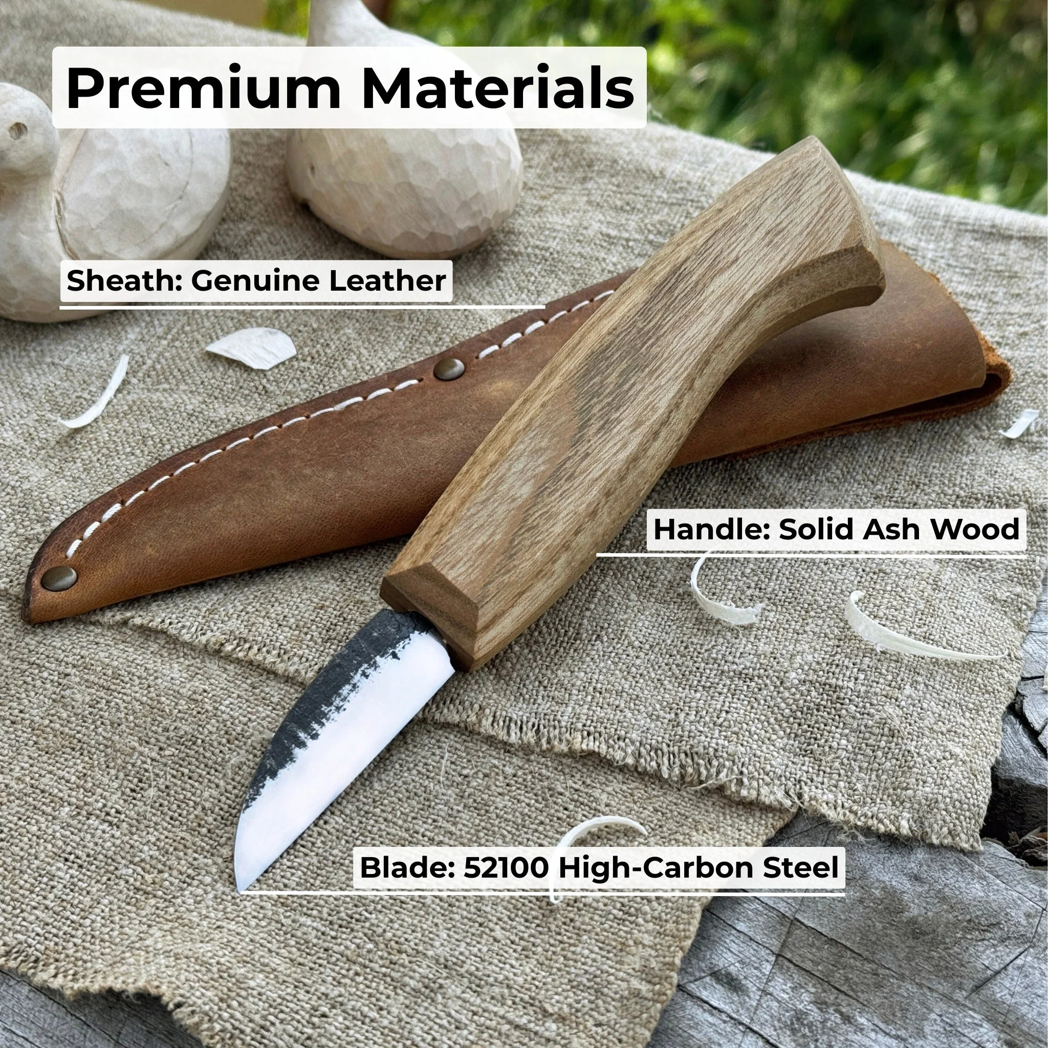 Detail Wood Carving Knife with Leather Sheath, Blade 5 cm (1.97 inches) - Image 6