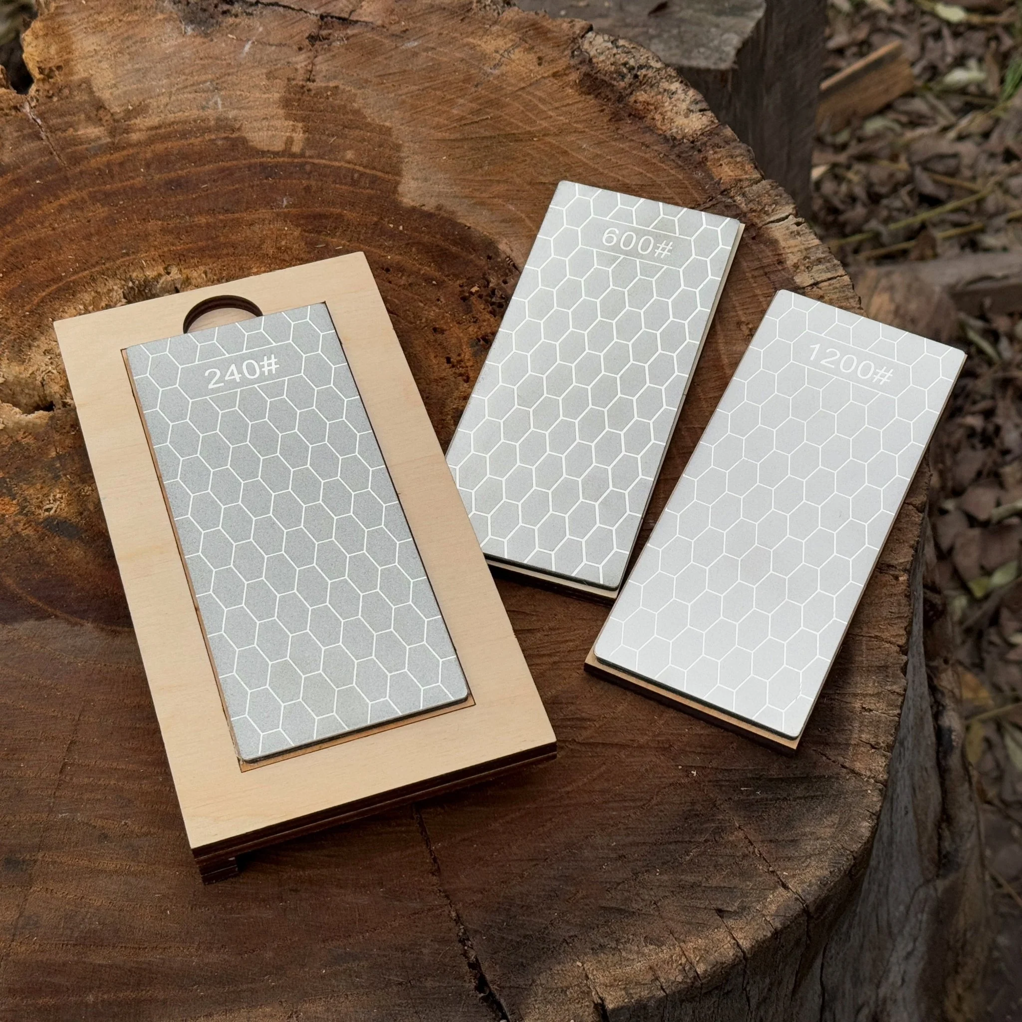 Diamond Sharpening Stone Set with Wooden Stand – 240 / 600 / 1200 Grit - Image 7