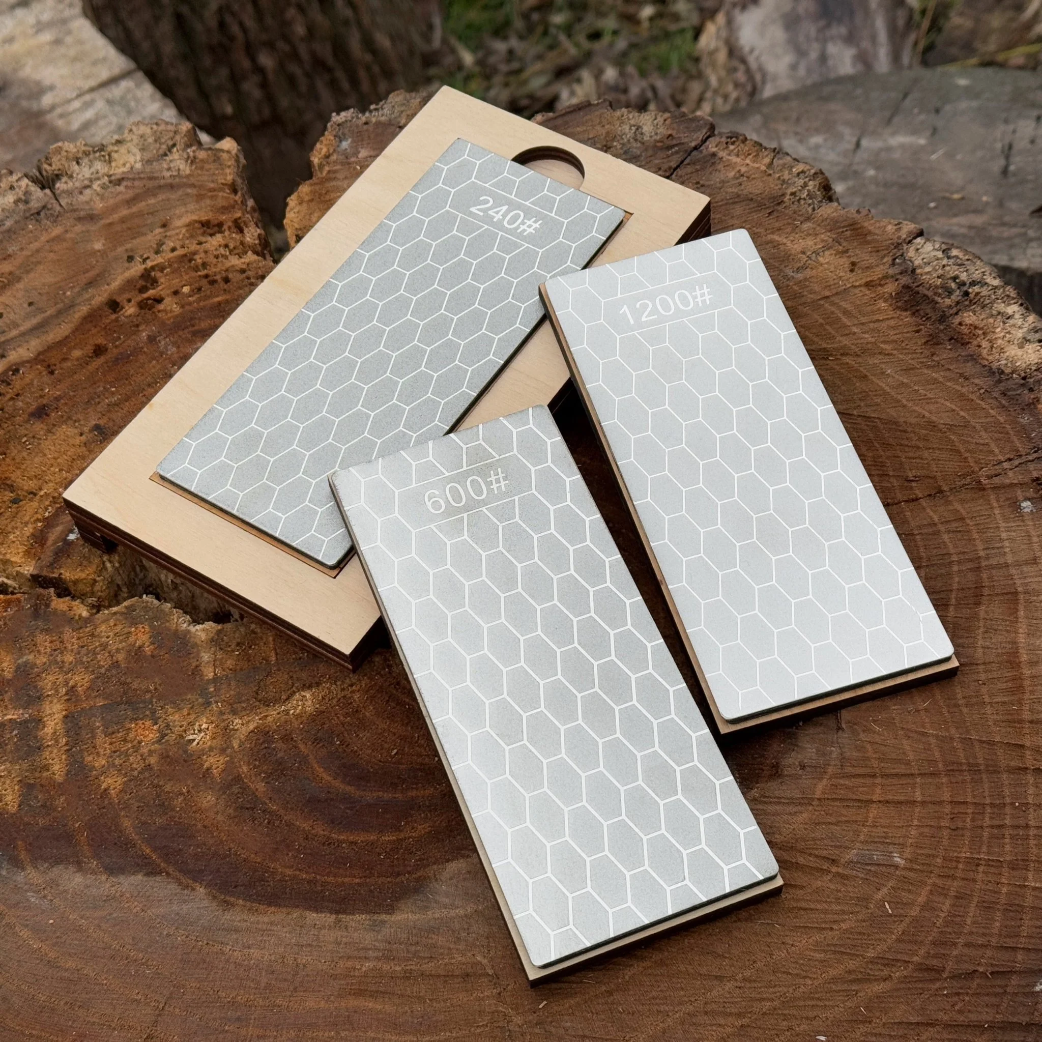 Diamond Sharpening Stone Set with Wooden Stand – 240 / 600 / 1200 Grit - Image 8