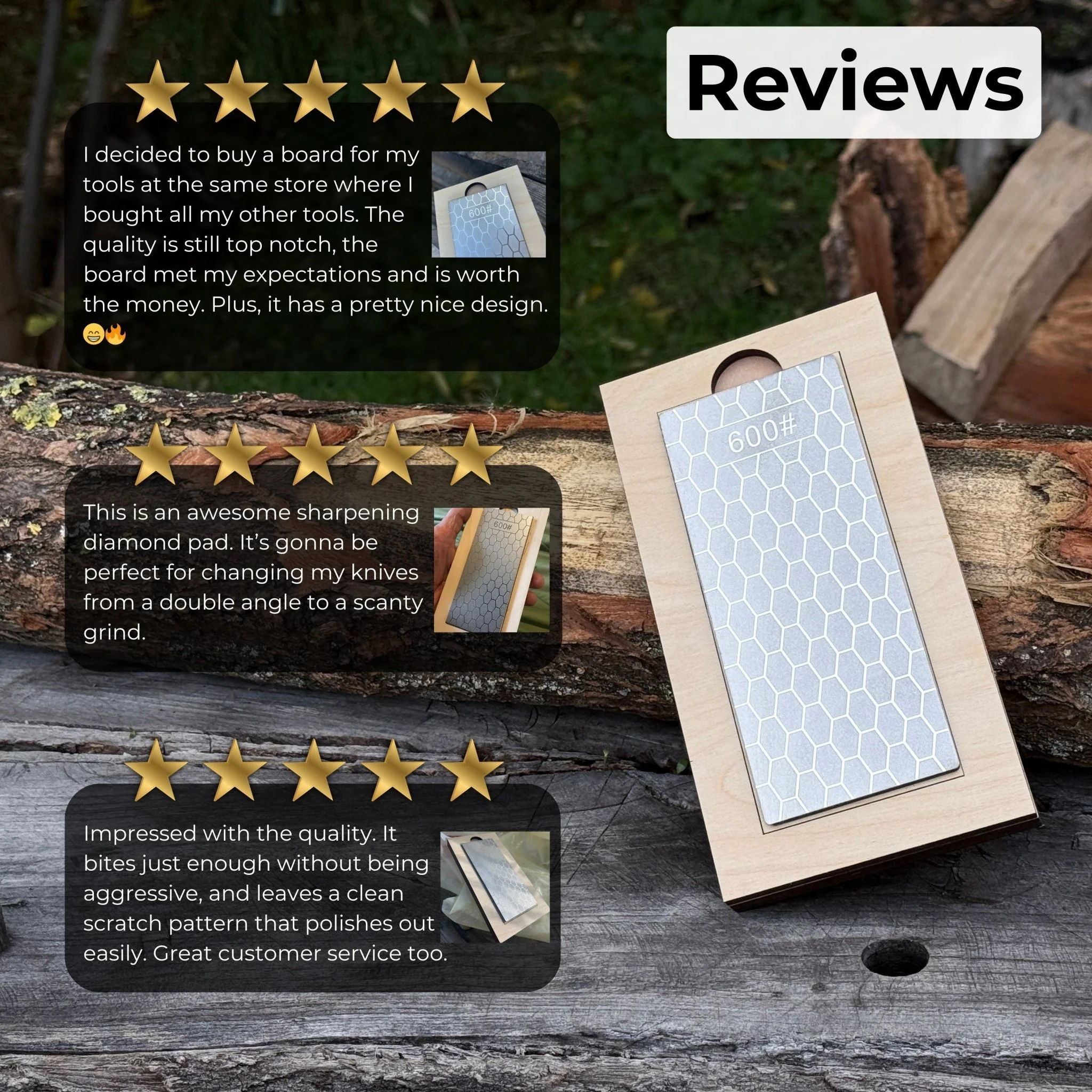 Diamond Sharpening Stone with Wooden Stand – 600 Grit for Knives & Tools - Image 9