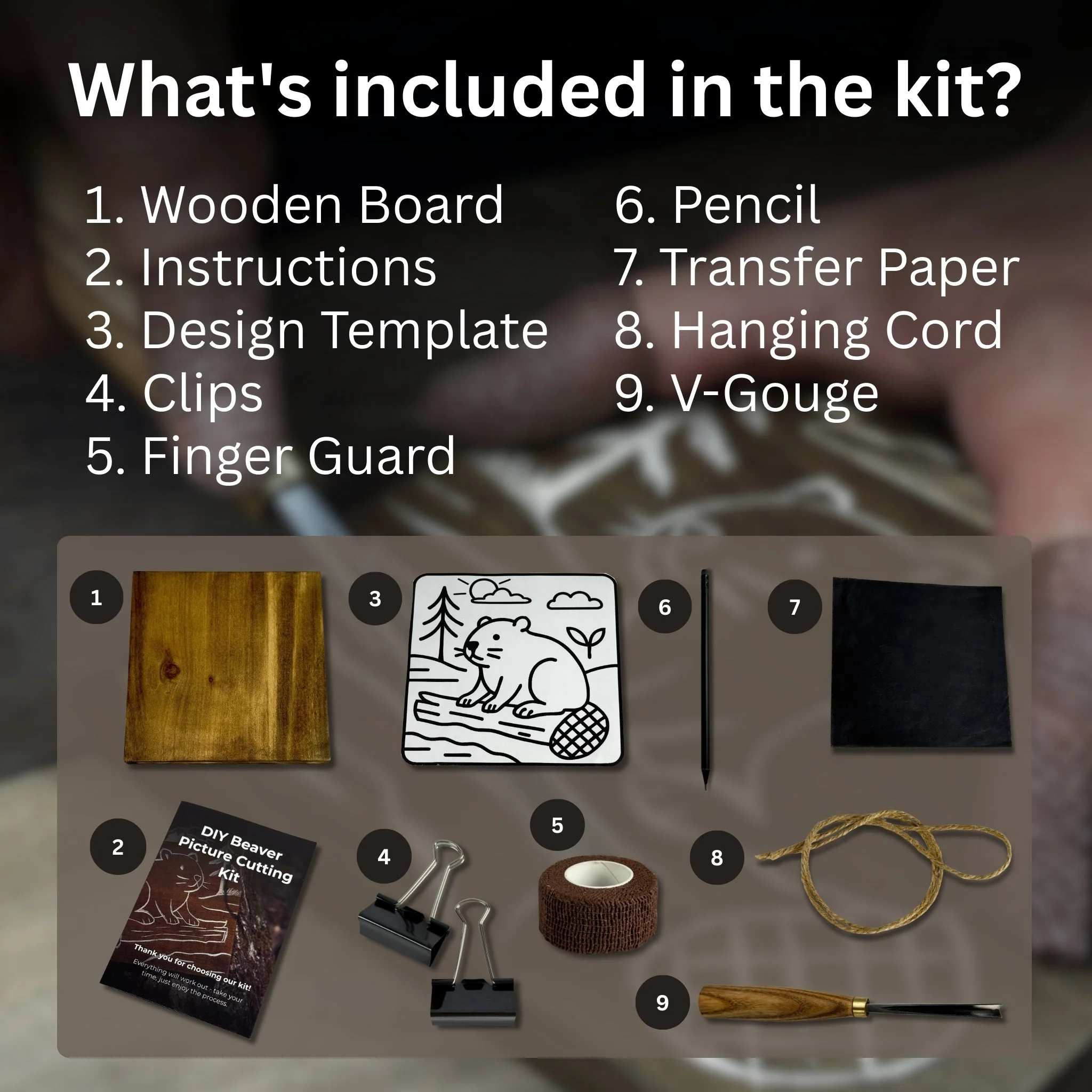 DIY Beaver Carving Kit – Wood Art Set with V-Chisel & Video Guide - Image 2