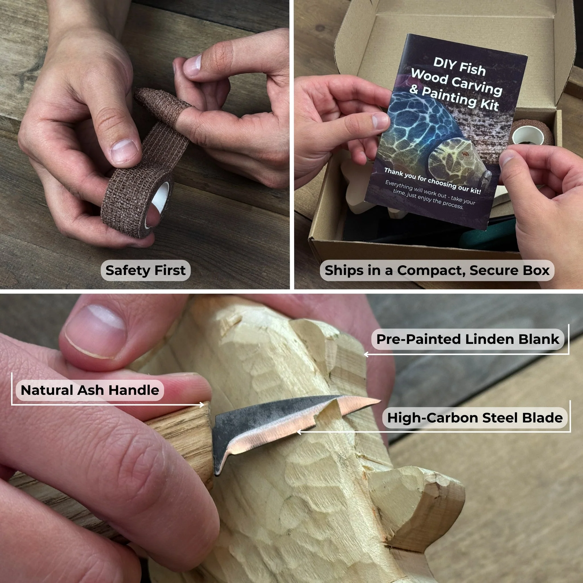 DIY Fish Wood Carving & Painting Kit – Beginner Whittling Set with Video Tutorial - Image 6