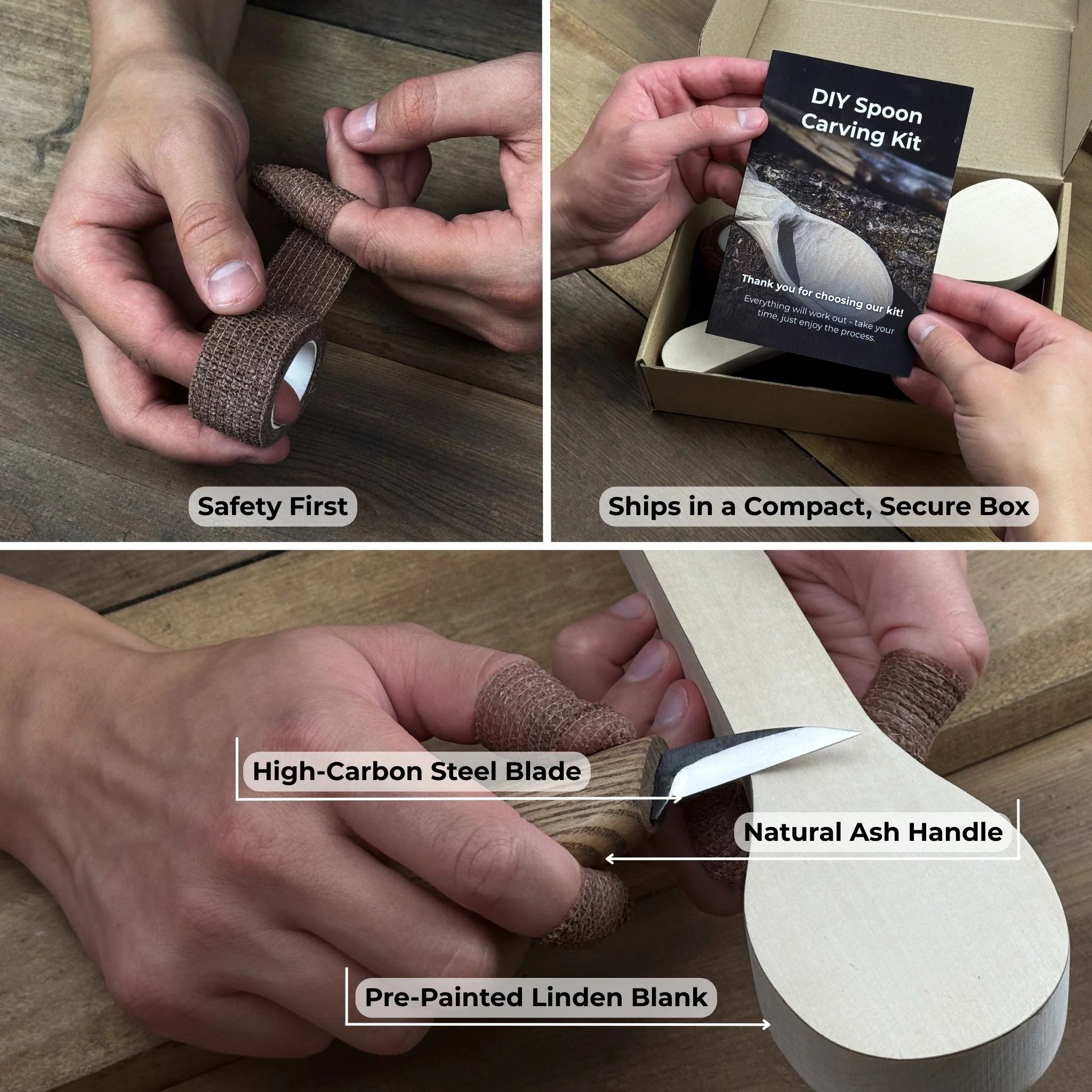 DIY Spoon Carving Kit for Beginners – Hook Knife & Whittling Tools - Image 6