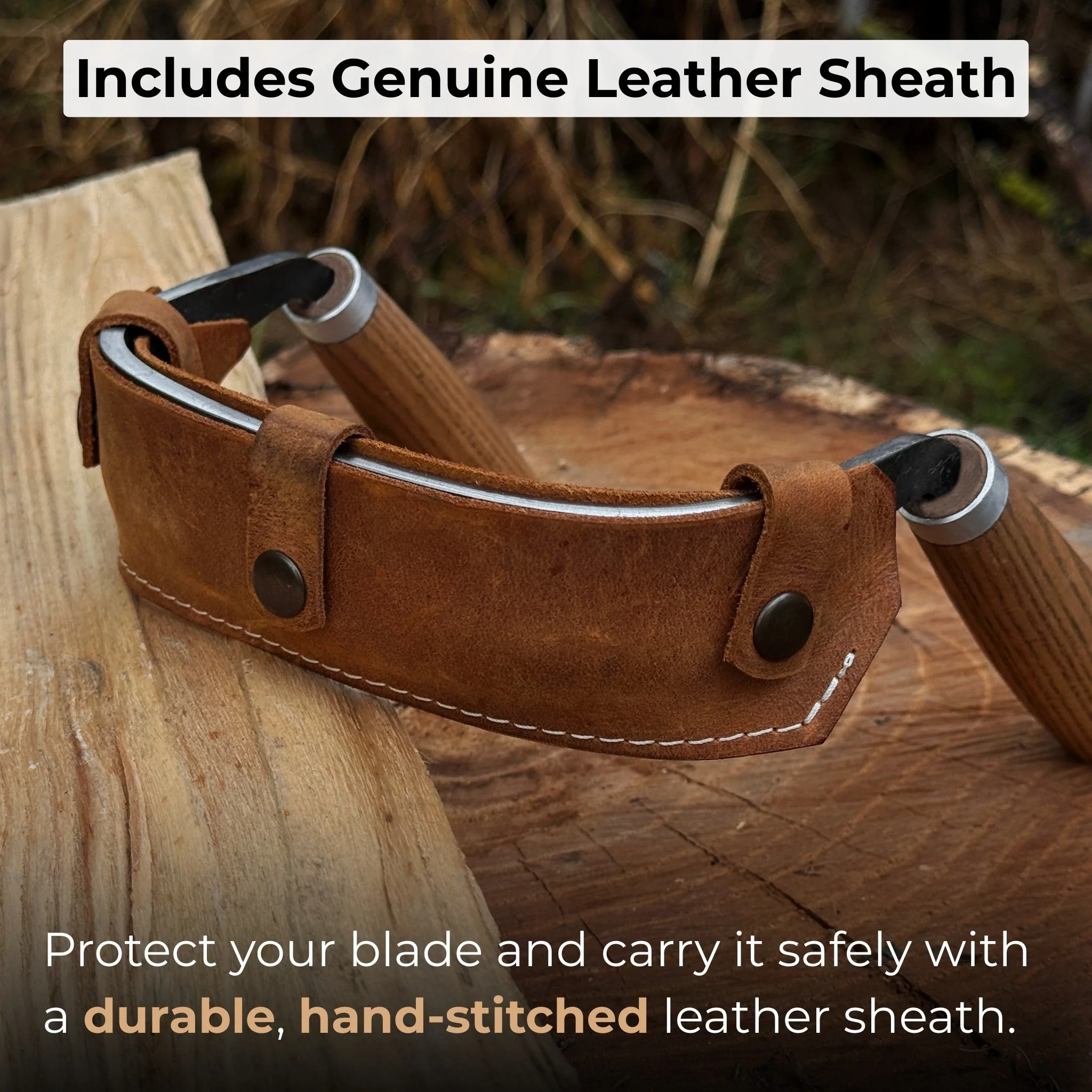 Half-Rounded Drawknife (Inshave) with Leather Sheath, 15 cm (5.9 inches) - Image 4