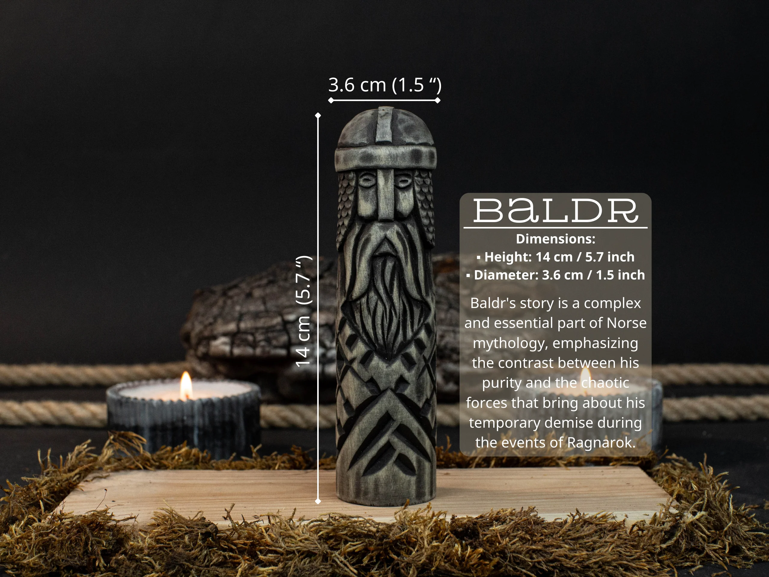 Hand-Carved Baldr Wooden Figurine – Norse God of Light and Purity - Image 5