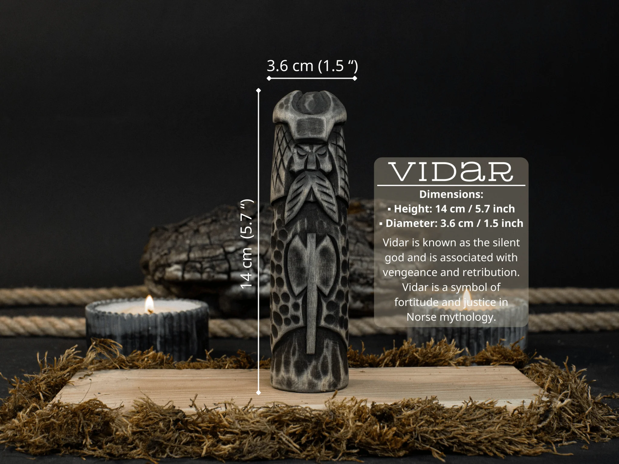 Hand-Carved Vidar Figurine – 14 cm (5.7 inches) Wooden Norse God of Vengeance Statue - Image 5