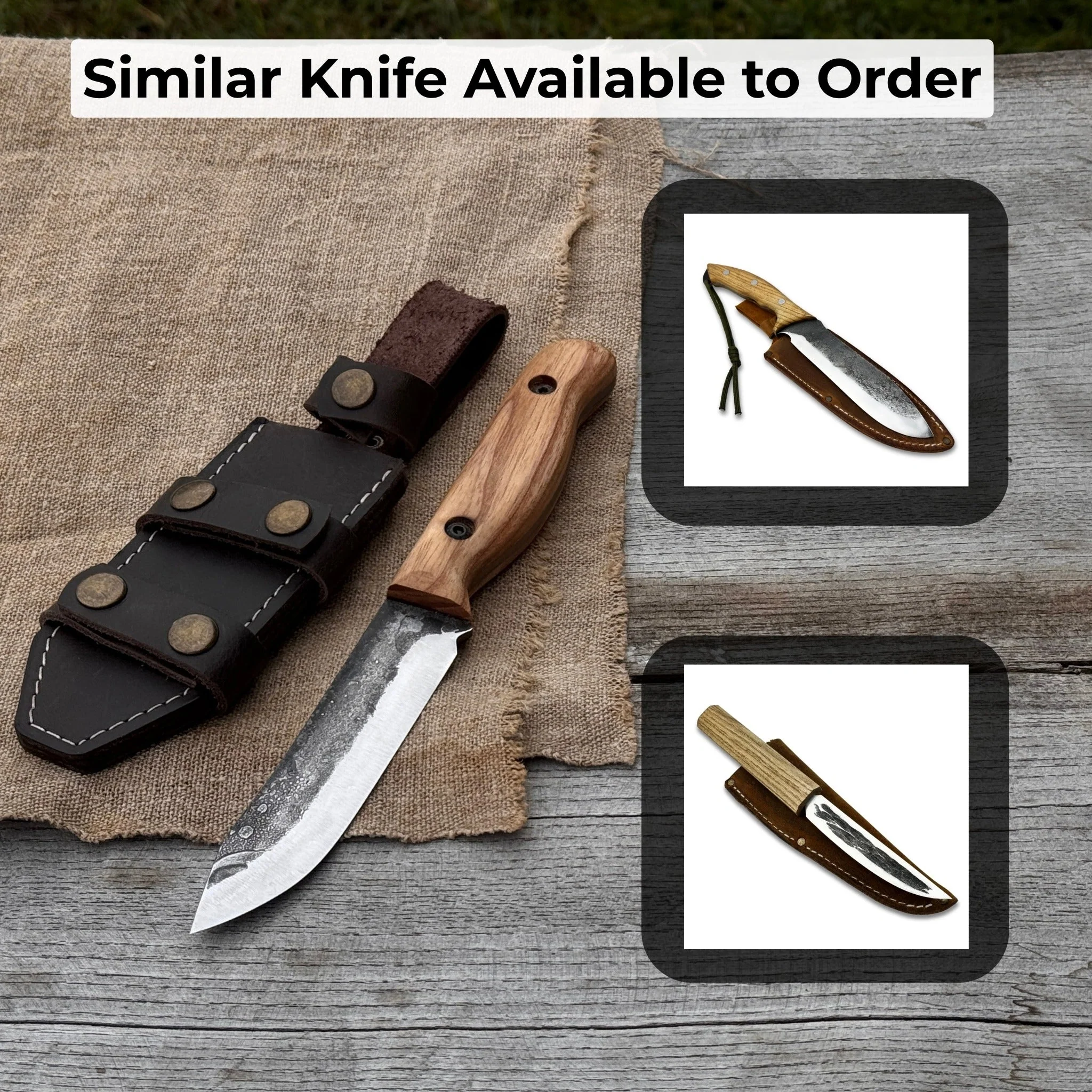 Hand-Forged Bushcraft Knife, 10 cm (3.9 in) Blade with Leather Sheath - Image 11