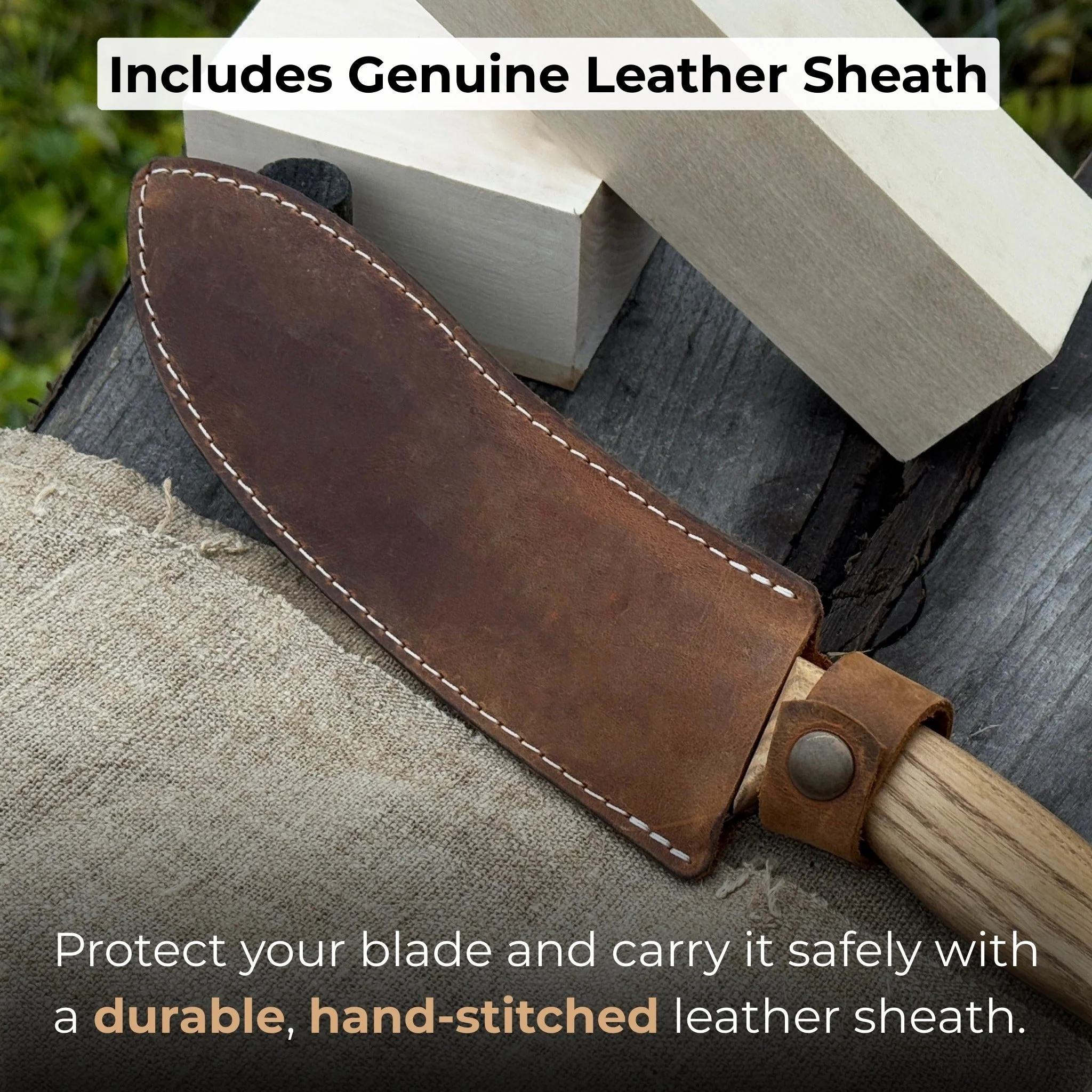 Hand-Forged Bushcraft Knife, 17 cm (6.7 inches) with leather sheath - Image 4