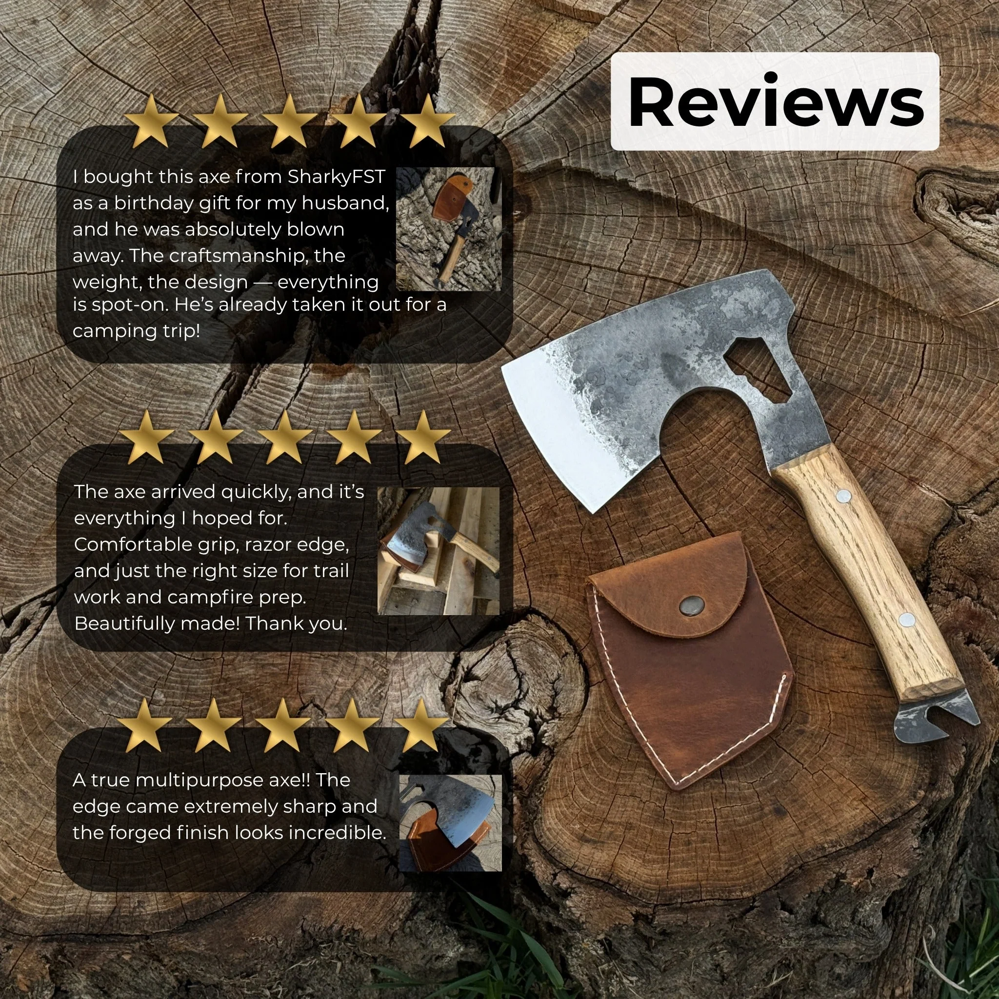 Hand-Forged Camping (Chopping) Axe, 0.6 kg (1.32 Ibs) - Image 10