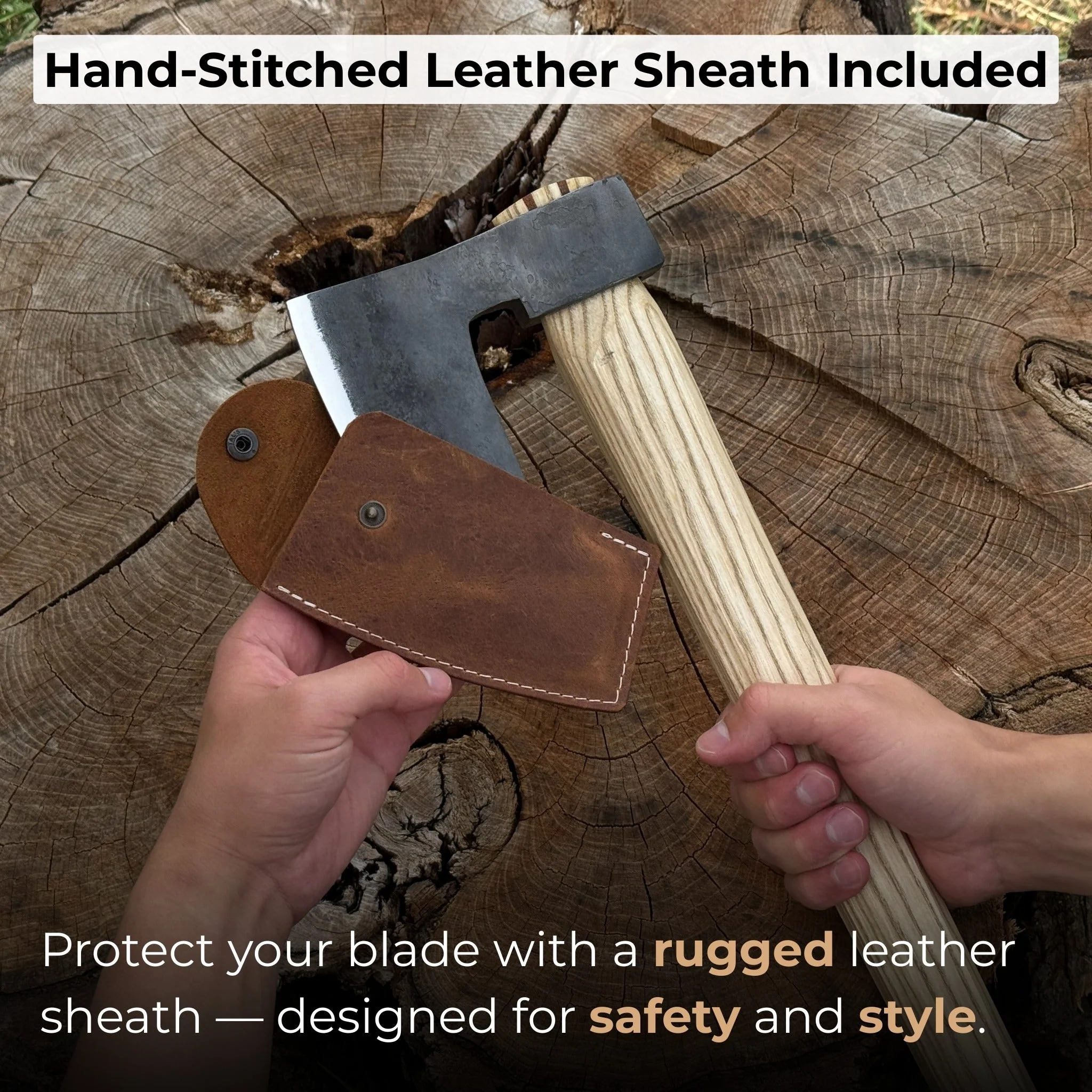 Hand-Forged Carpenter's Axe with Leather Sheath, 0.84 kg (1.85 lb) - Image 5