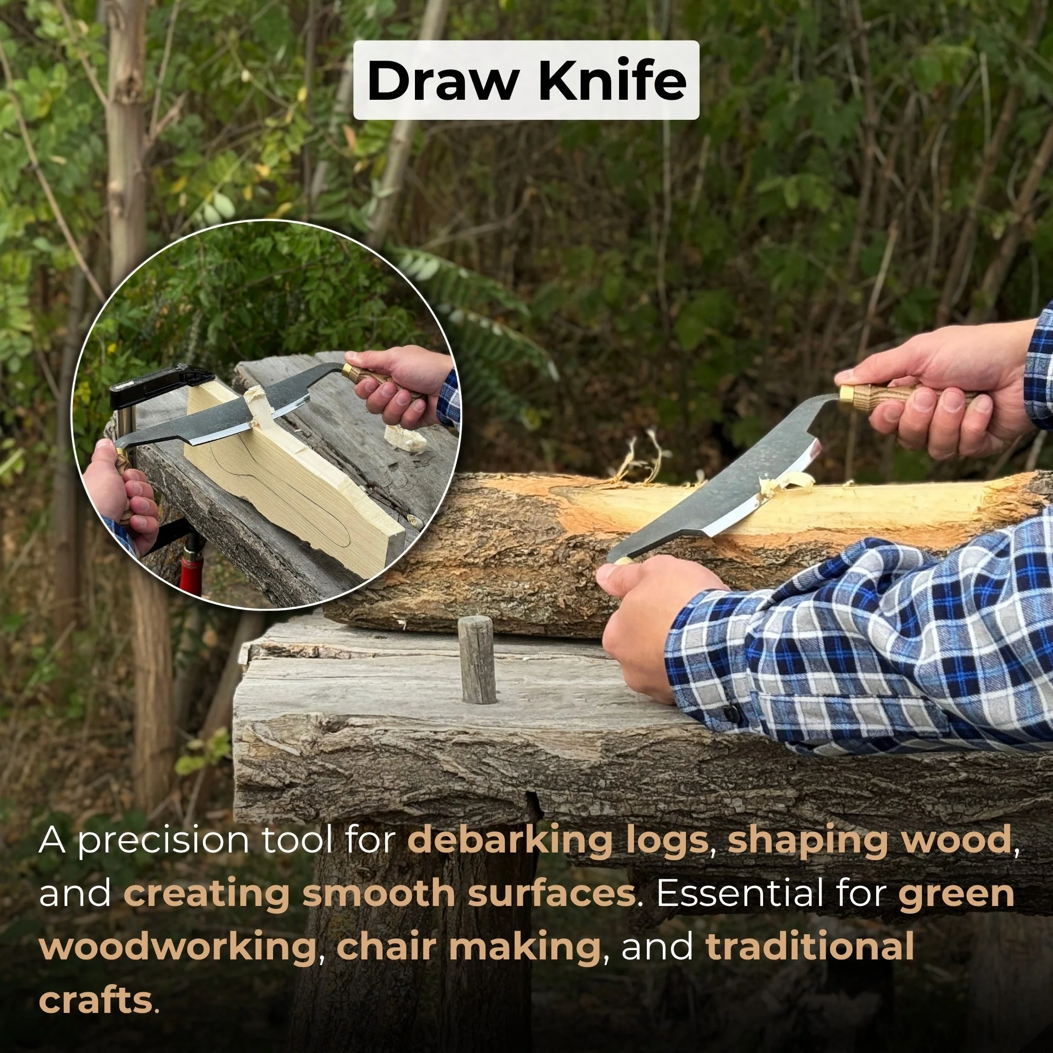 Curved Draw Knife (Push/Pull Shave), 14.5 cm (5.7 inch) Cutting Edge - Image 7
