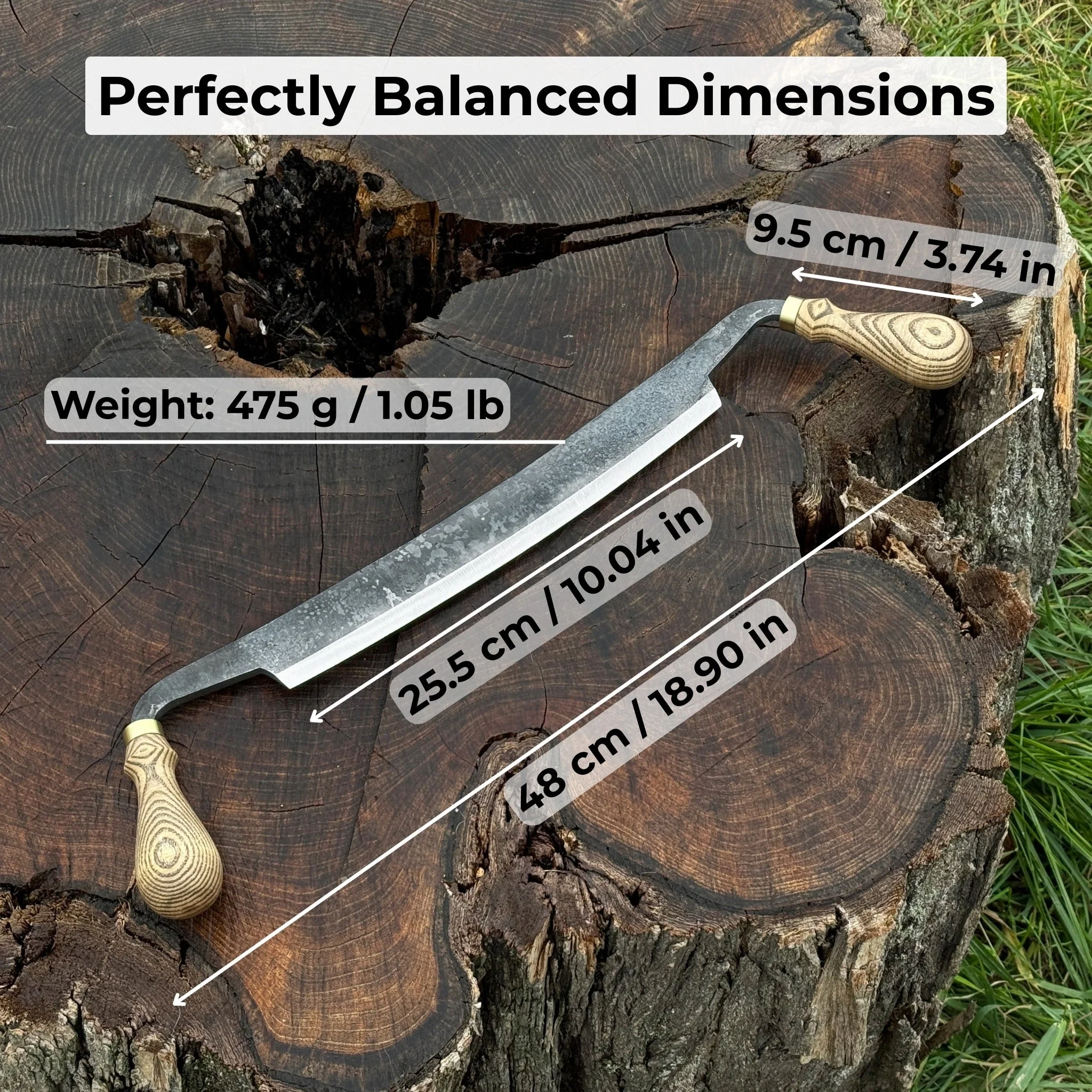 Curved Draw Knife (Push/Pull Shave), 25.5 cm (10 inch) Cutting Edge - Image 5