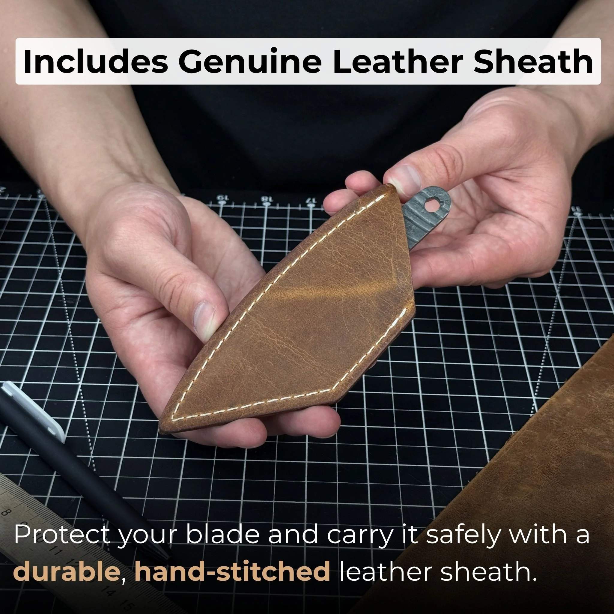 Hand-Forged Kiridashi Knife, 14 cm (5.51 inches) with Leather Sheath - Image 5