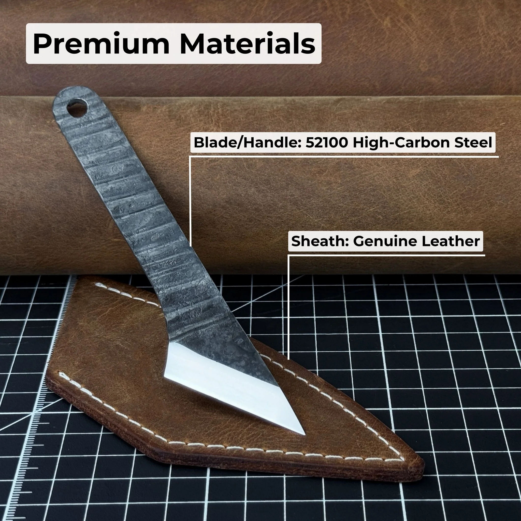 Hand-Forged Kiridashi Knife, 14 cm (5.51 inches) with Leather Sheath - Image 7