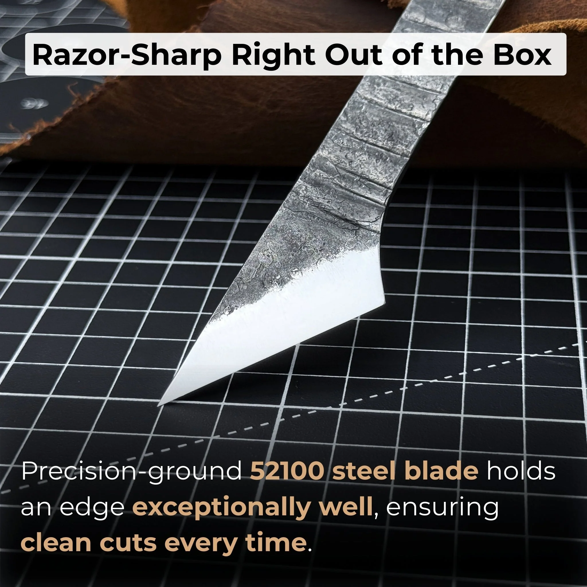 Hand-Forged Kiridashi Knife - Razor-Sharp Carbon Steel Blade with Leather Sheath - Image 3