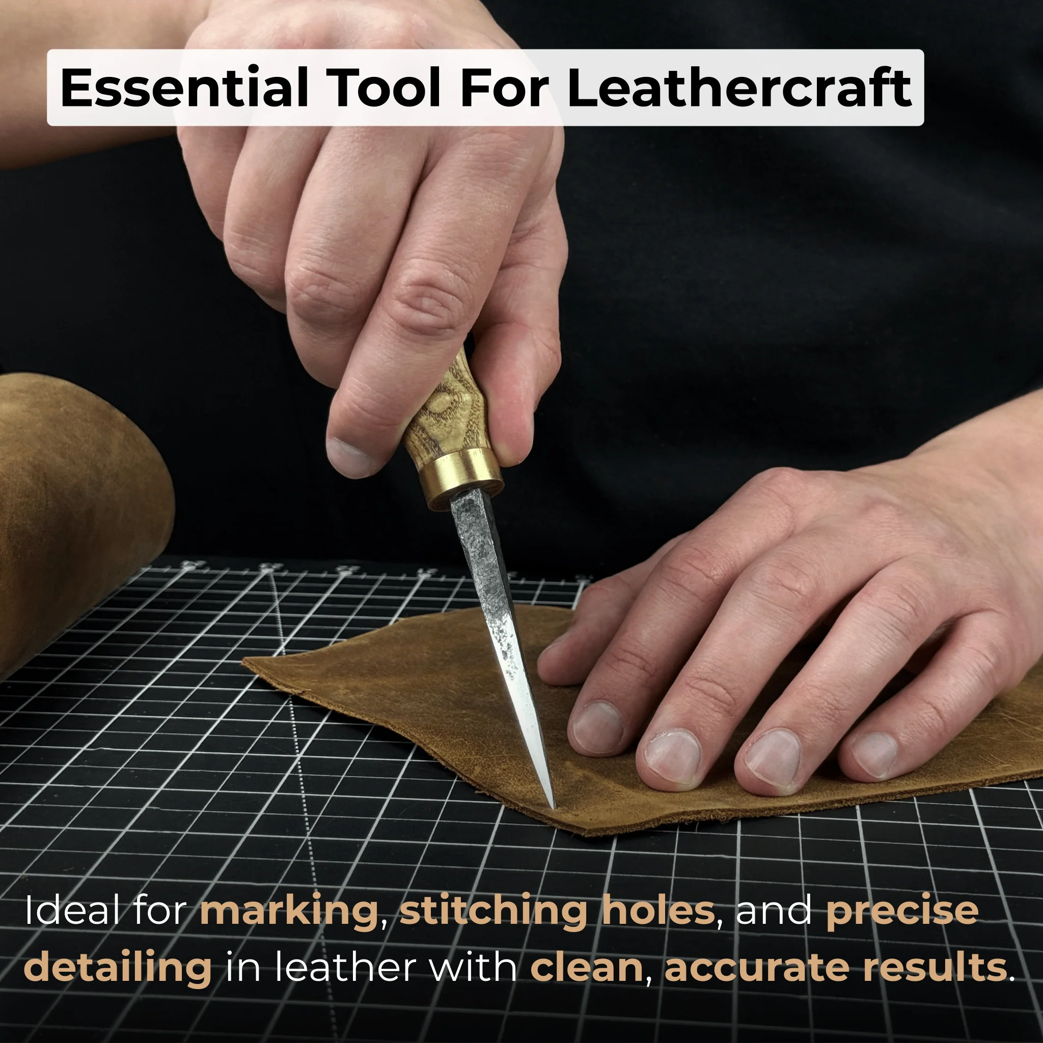 Hand-Forged Leather Awl - Image 2